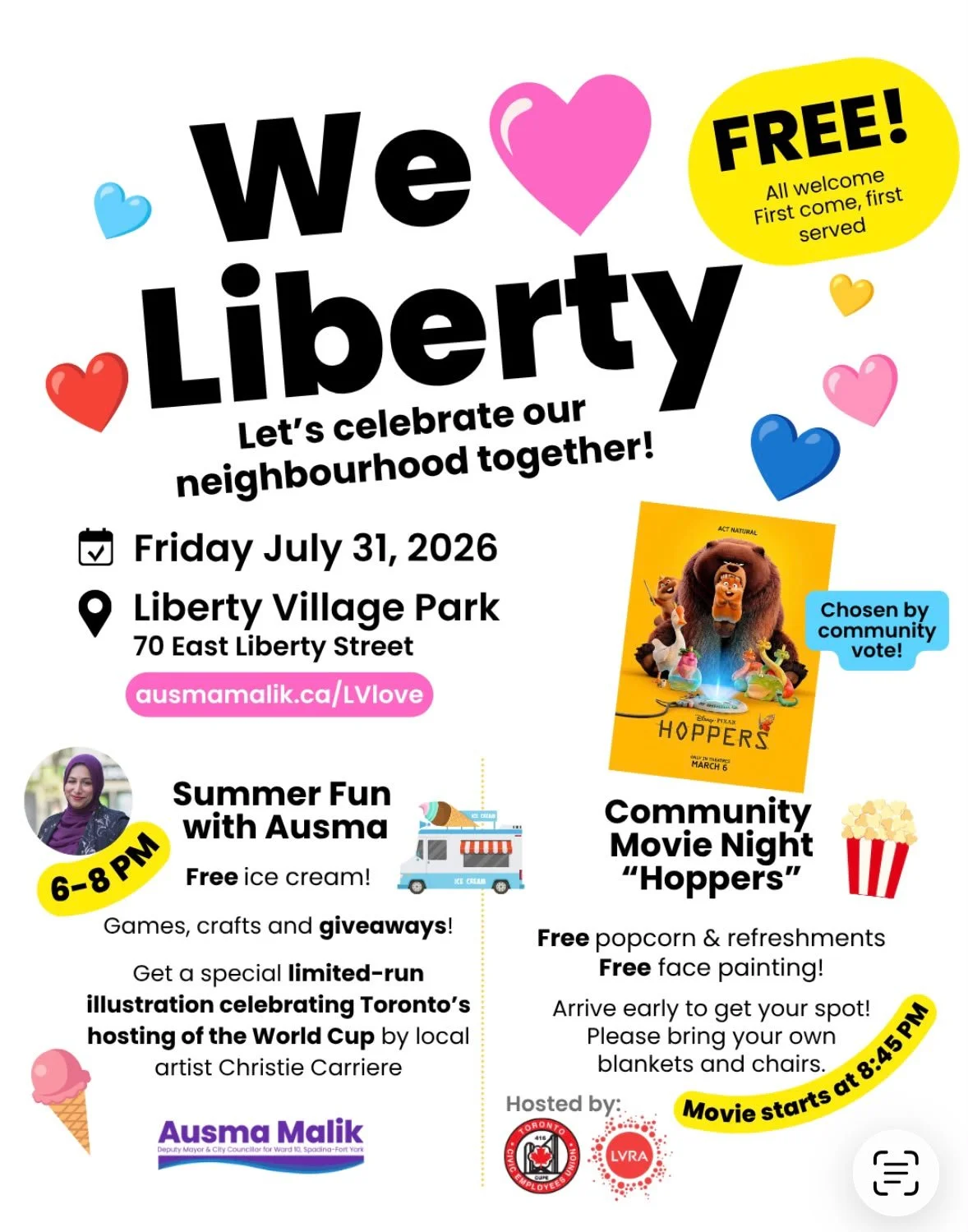 We Love Liberty Summer Fun and Community Movie Night poster