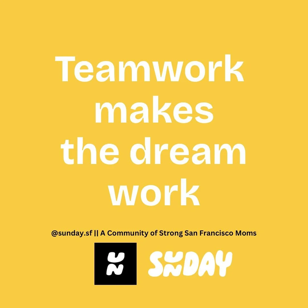 💫 𝒕𝒆𝒂𝒎𝒘𝒐𝒓𝒌 𝒎𝒂𝒌𝒆𝒔 𝒕𝒉𝒆 𝒅𝒓𝒆𝒂𝒎 𝒘𝒐𝒓𝒌 💫

Is it a kitschy saying? Yes. Is it accurate? Also yes. 

Be on the Sunday team. 

💪𝙒𝙚𝙗𝙨𝙞𝙩𝙚 𝙞𝙣 𝙗𝙞𝙤 💕

#momssupportingmoms #grit #sanfranciscomoms #workingmom #resiliency #well