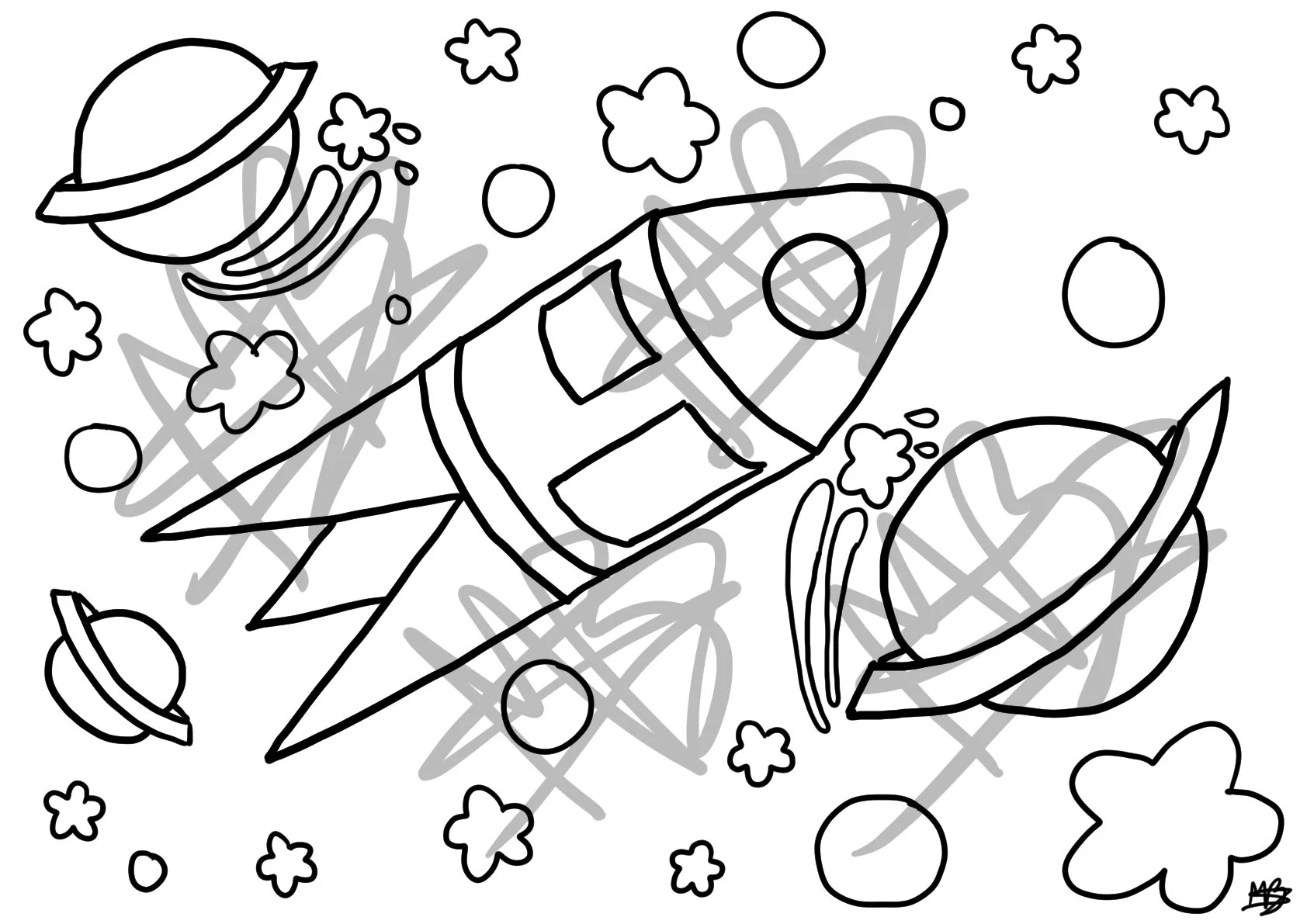 Rocket Colouring Page Download