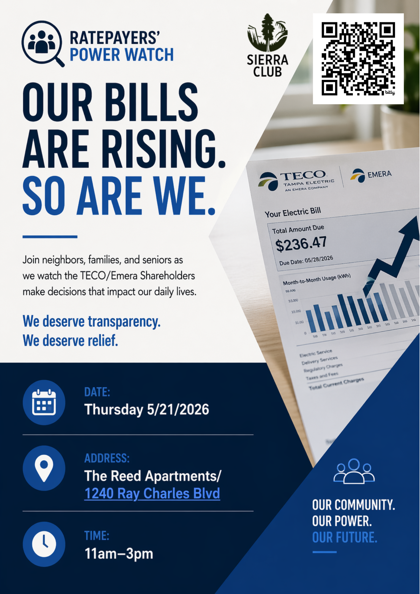 RATE PAYERS POWER WATCH - OUR BILLS ARE RISING. SO ARE WE.