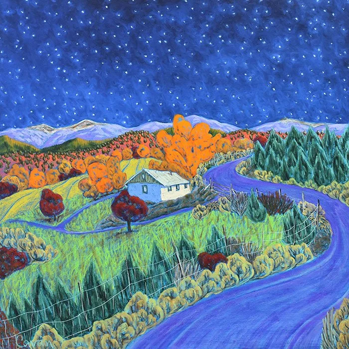 "Midnight In Ojo Sarco" - Oil Pastel - 24x24"