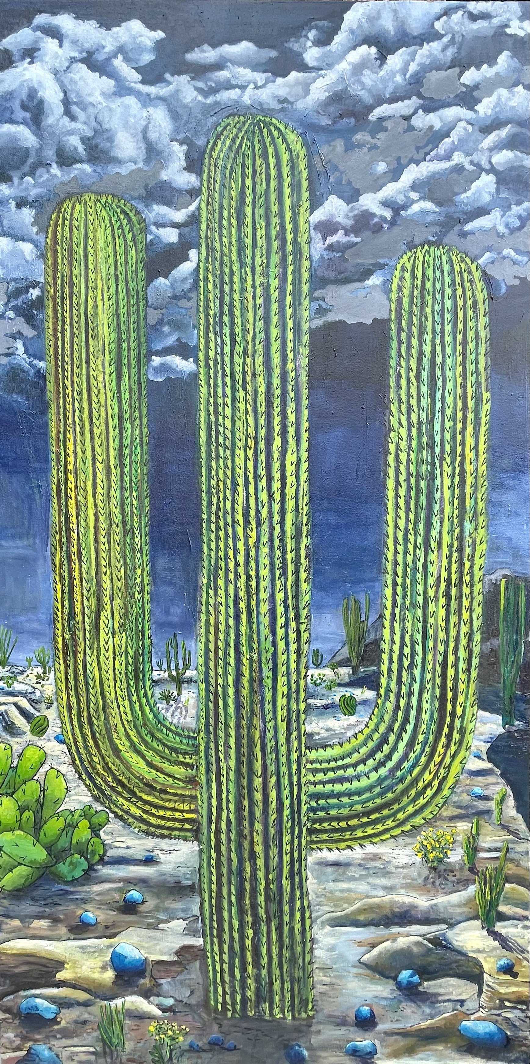 Saguaro1 - 48" x 24", Oil on Canvas