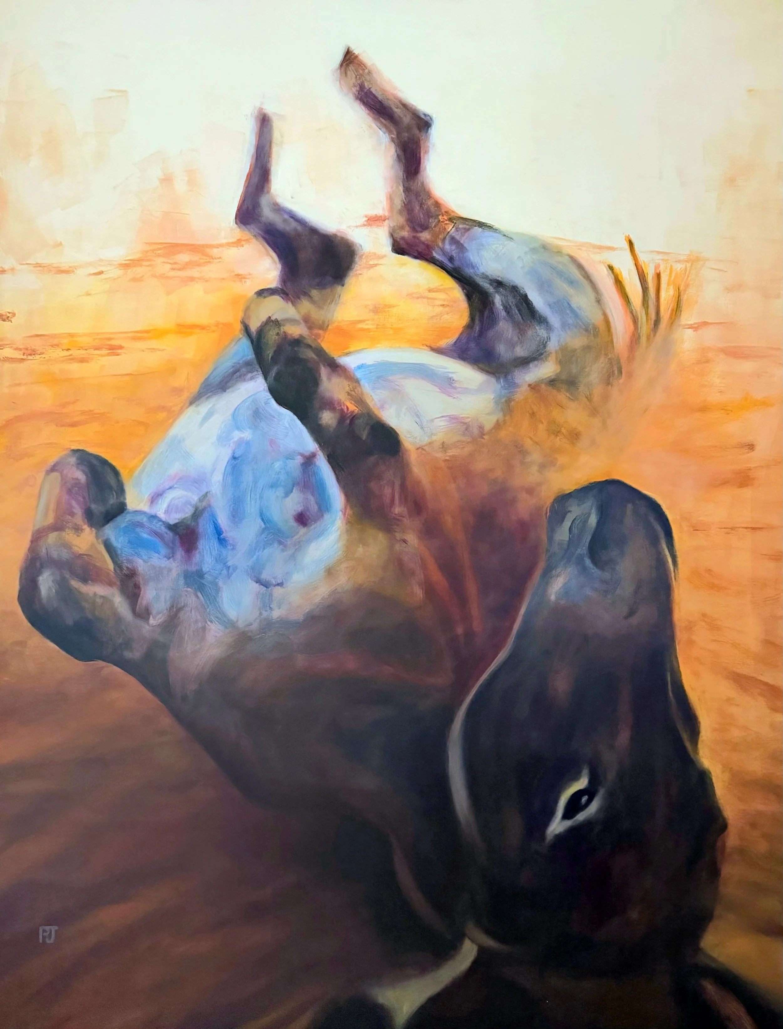Donkey Dirt Bath, 40x30, oil on cradled gessoboard