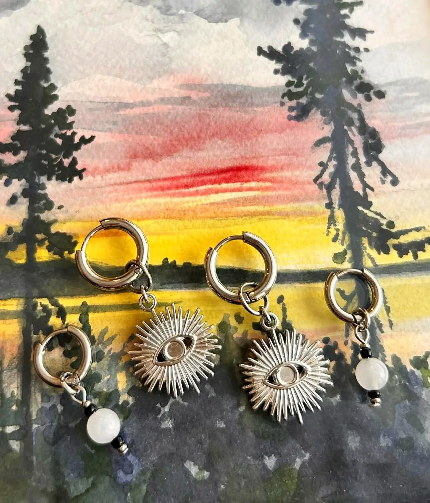 Duo boucles d’oreilles ◦ Sahasrara ◦ Pierre de lune