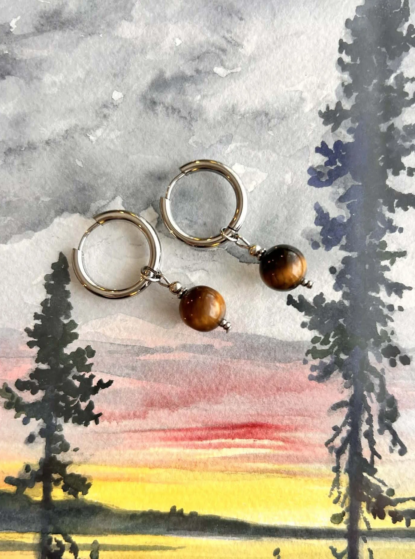 Boucles d'oreilles ◦ Manipura ◦ Oeil de tigre