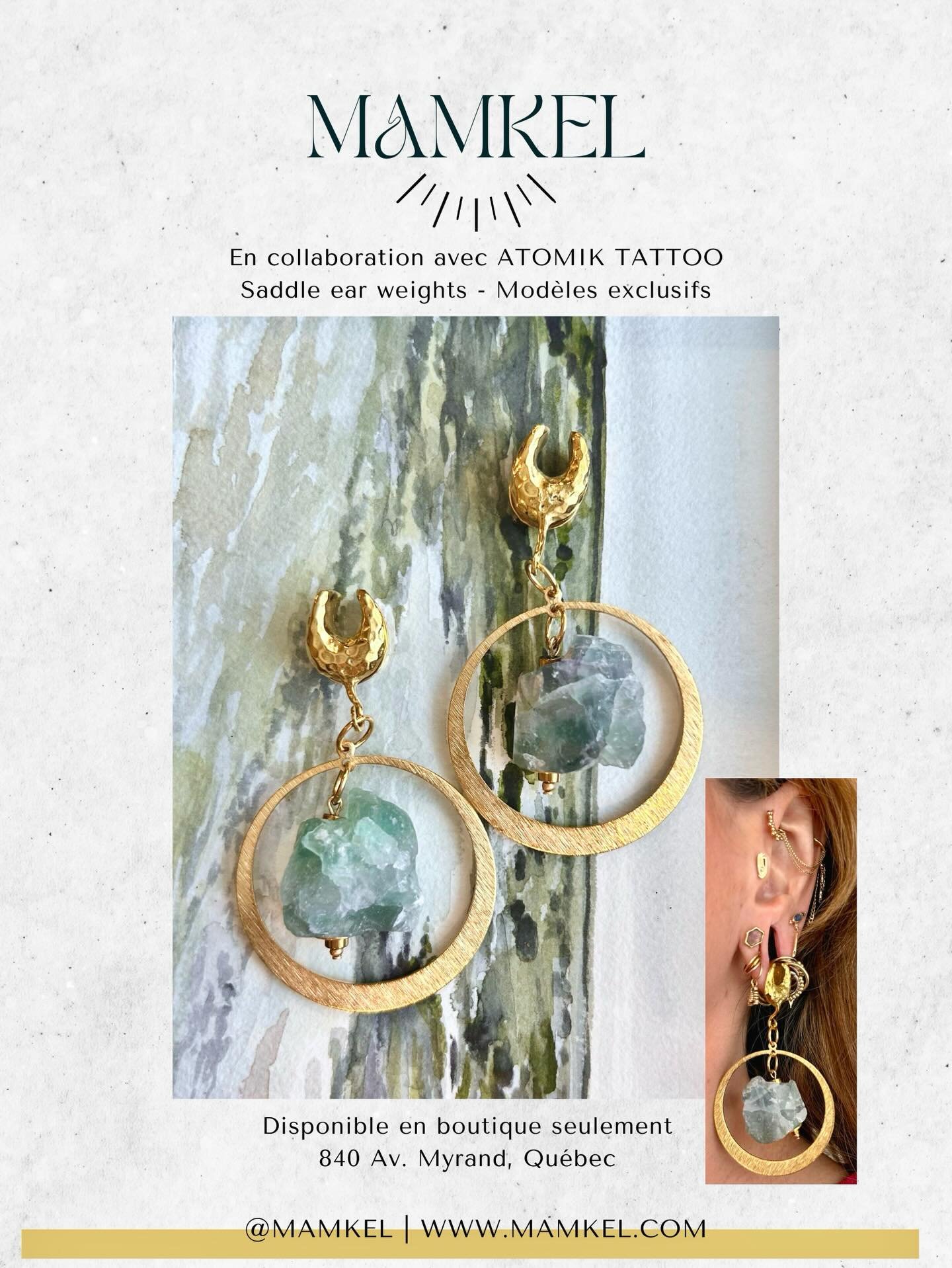 Les voici, les voil&agrave;!! Des saddles ear weights UNIQUES !!! Merci &agrave; @atomiktattoo d&rsquo;avoir initi&eacute; cette collaboration turbo trippante ! 🤩✨
Merci @maiifortier et @rozlo_art pour votre confiance 🤍  DISPONIBLES D&Egrave;S MAIN
