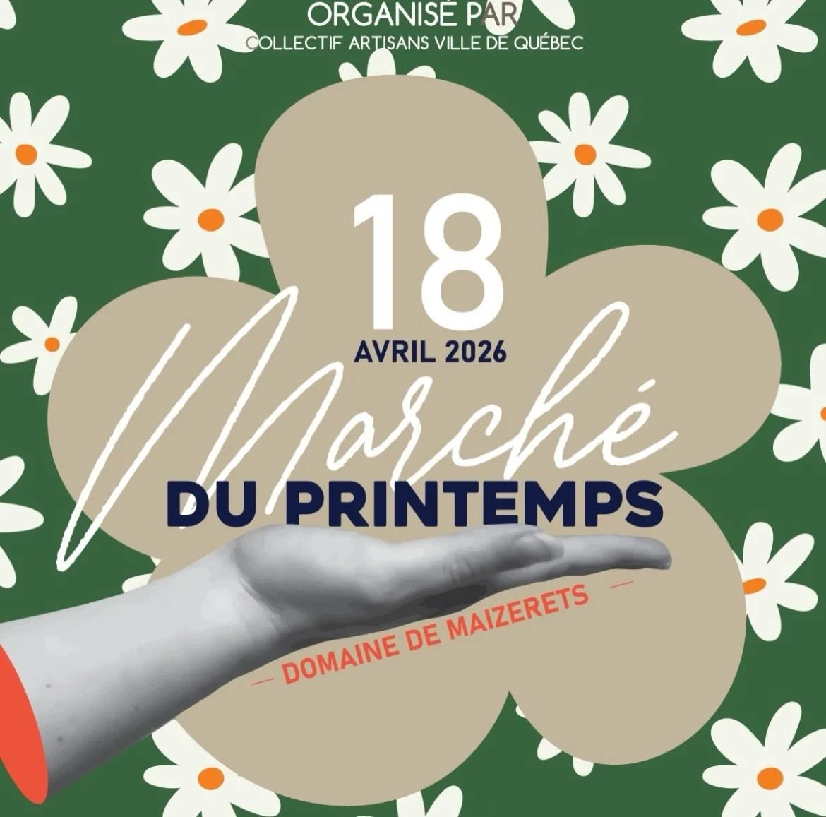 🌿🌼 MARCH&Eacute; DU PRINTEMPS 🌼🌿
📆 18 avril 2026 
📍Domaine de Maizerets
Tr&egrave;s heureuse de faire partie de la cohorte pour cette &eacute;dition ☺️
&Eacute;v&eacute;nement organis&eacute; par @collectifartisansvilledequebec ✨