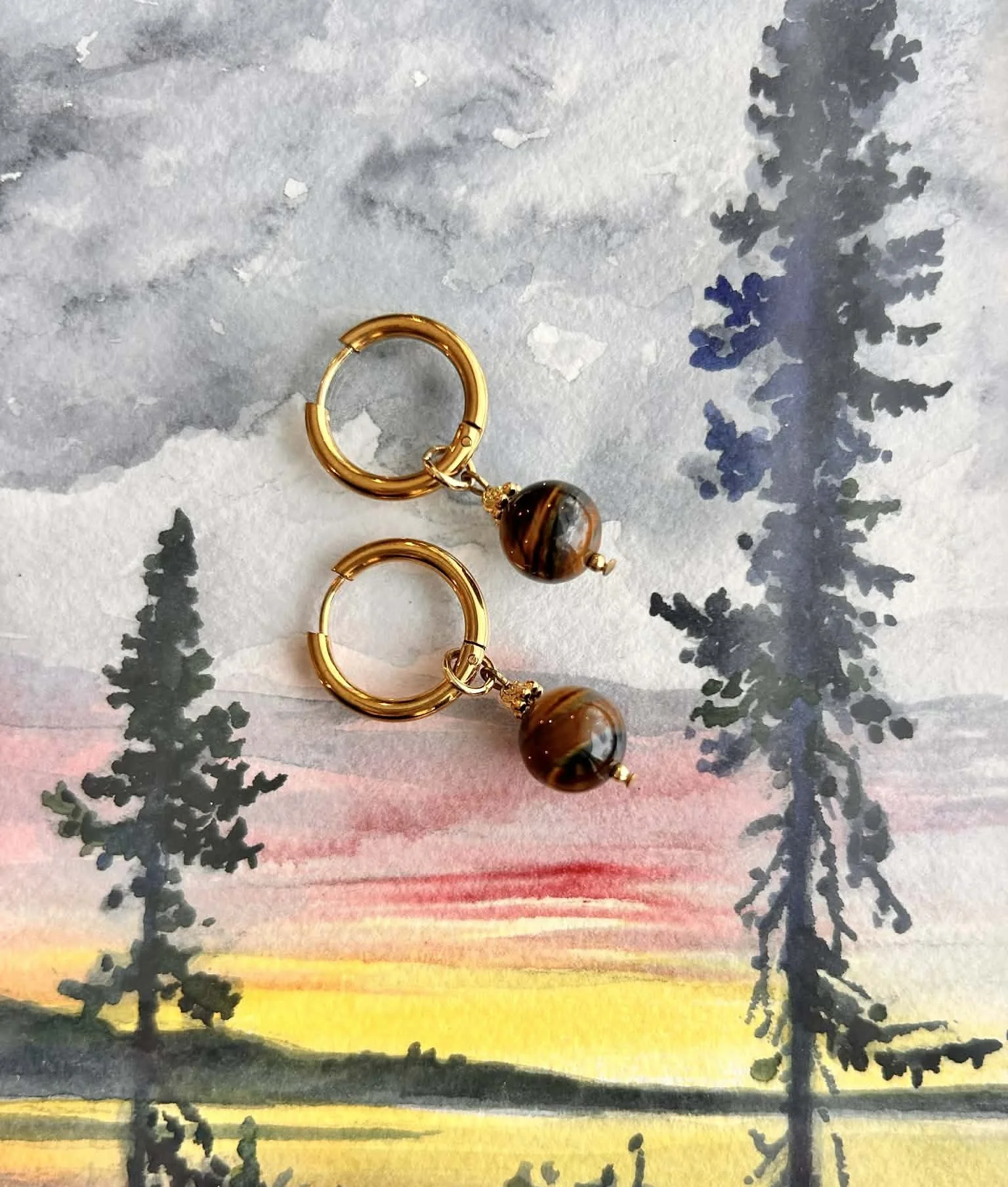 Boucles d’oreilles ◦ Manipura ◦ Oeil de tigre