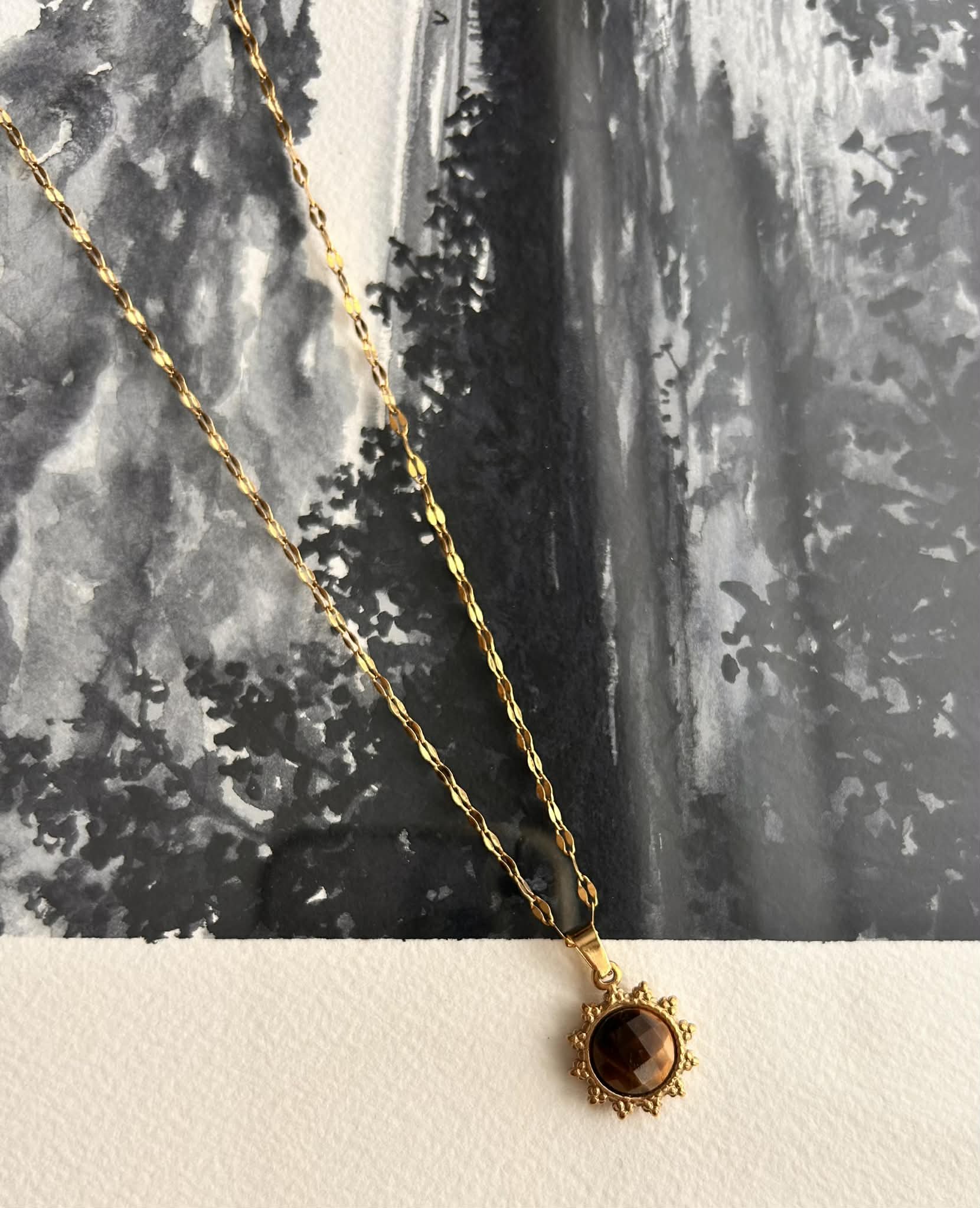 Collier pendentif ◦ Soleil oeil de tigre
