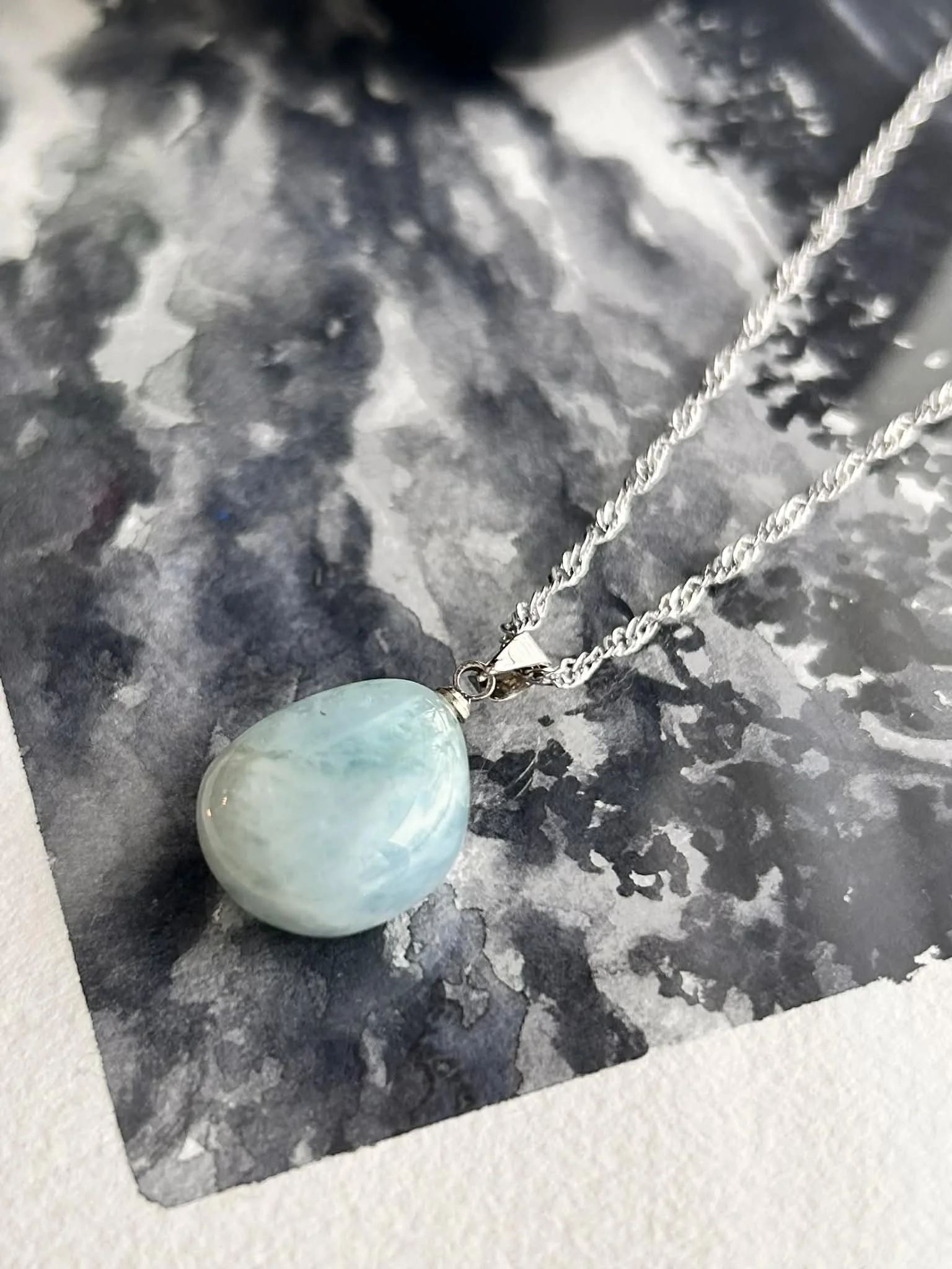 aigue-marine chaine pendentif argent inox.jpg