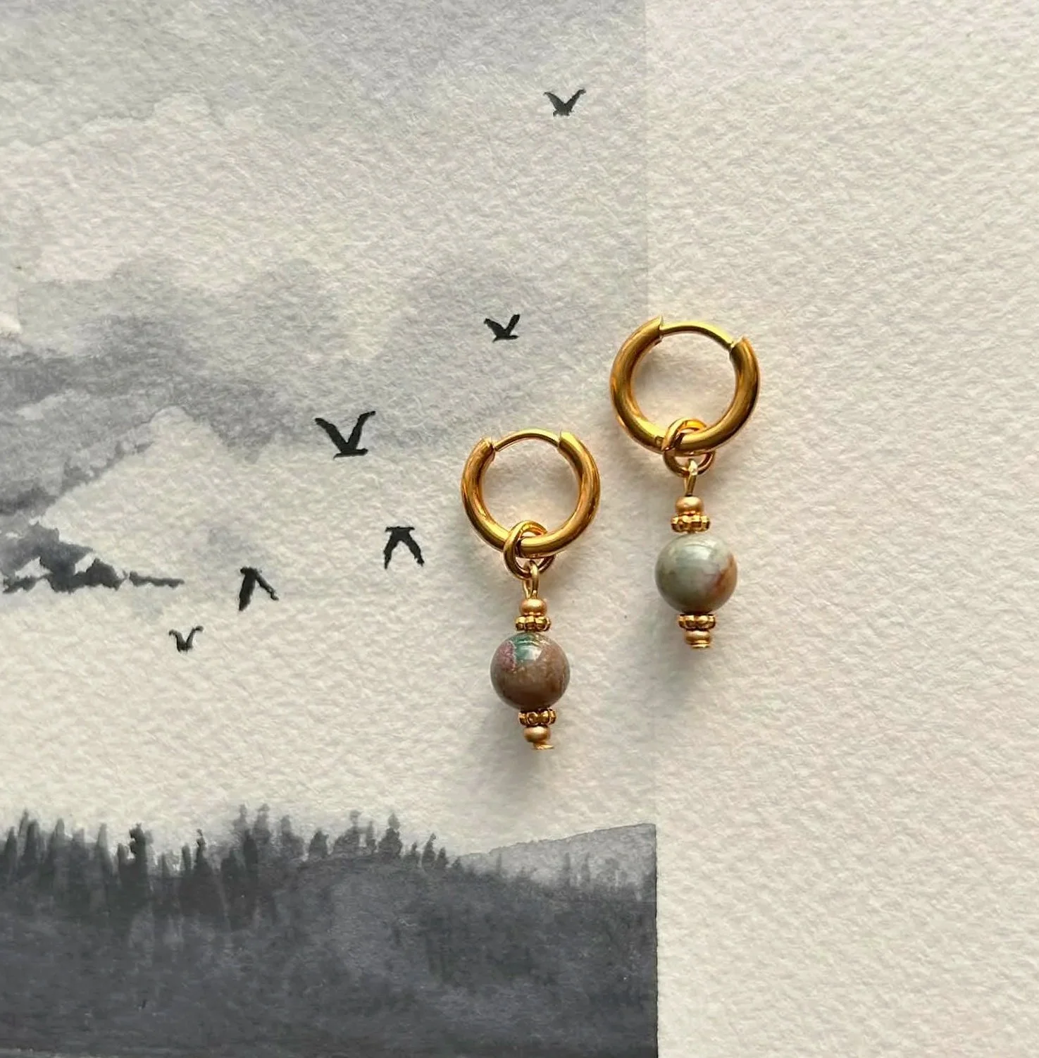 Boucles d'oreilles ◦ Anahata mini ◦ Agate indienne