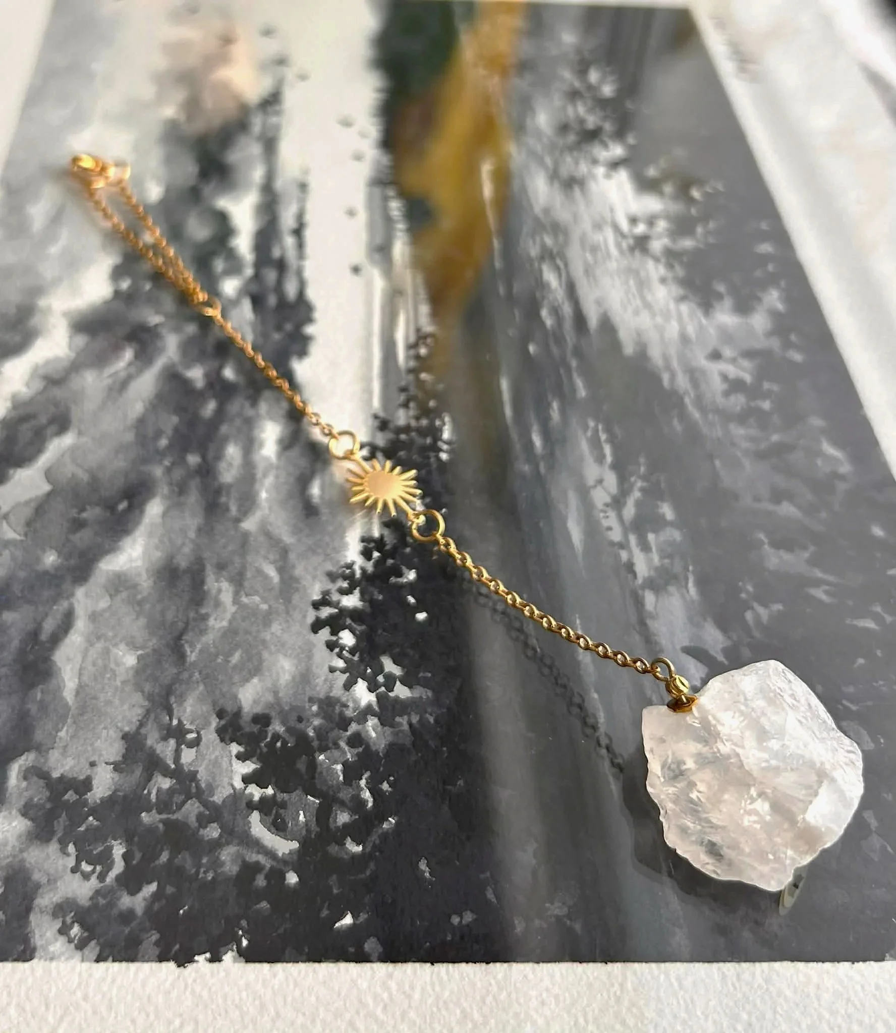 Pendentif de rétroviseur ◈ Quartz blanc