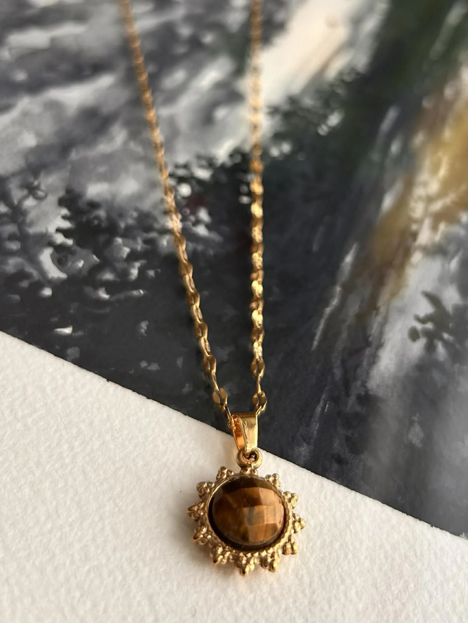 pendentif soleil fleur oeil de tigre tiger eye or 2.jpg