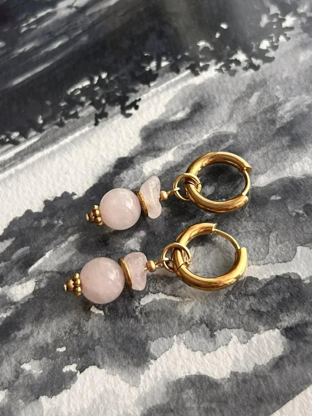 Boucles d’oreilles ◦ Anahata ◦ Quartz rose