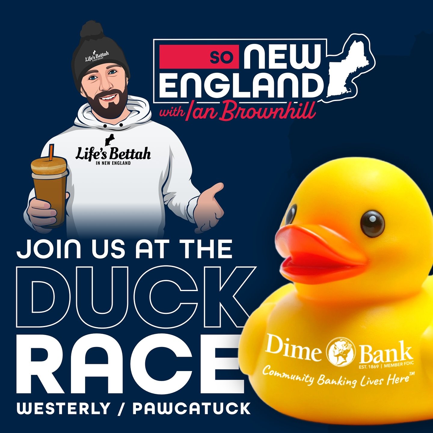 Come join the SO NE POD this Saturday during the Westerly/Pawcatuck duck race. We will be hanging with our friends from Dime Bank at the Dime Bank booth!
#banking #dimebank #community #podcast #newengland #rhodeisland #connecicut