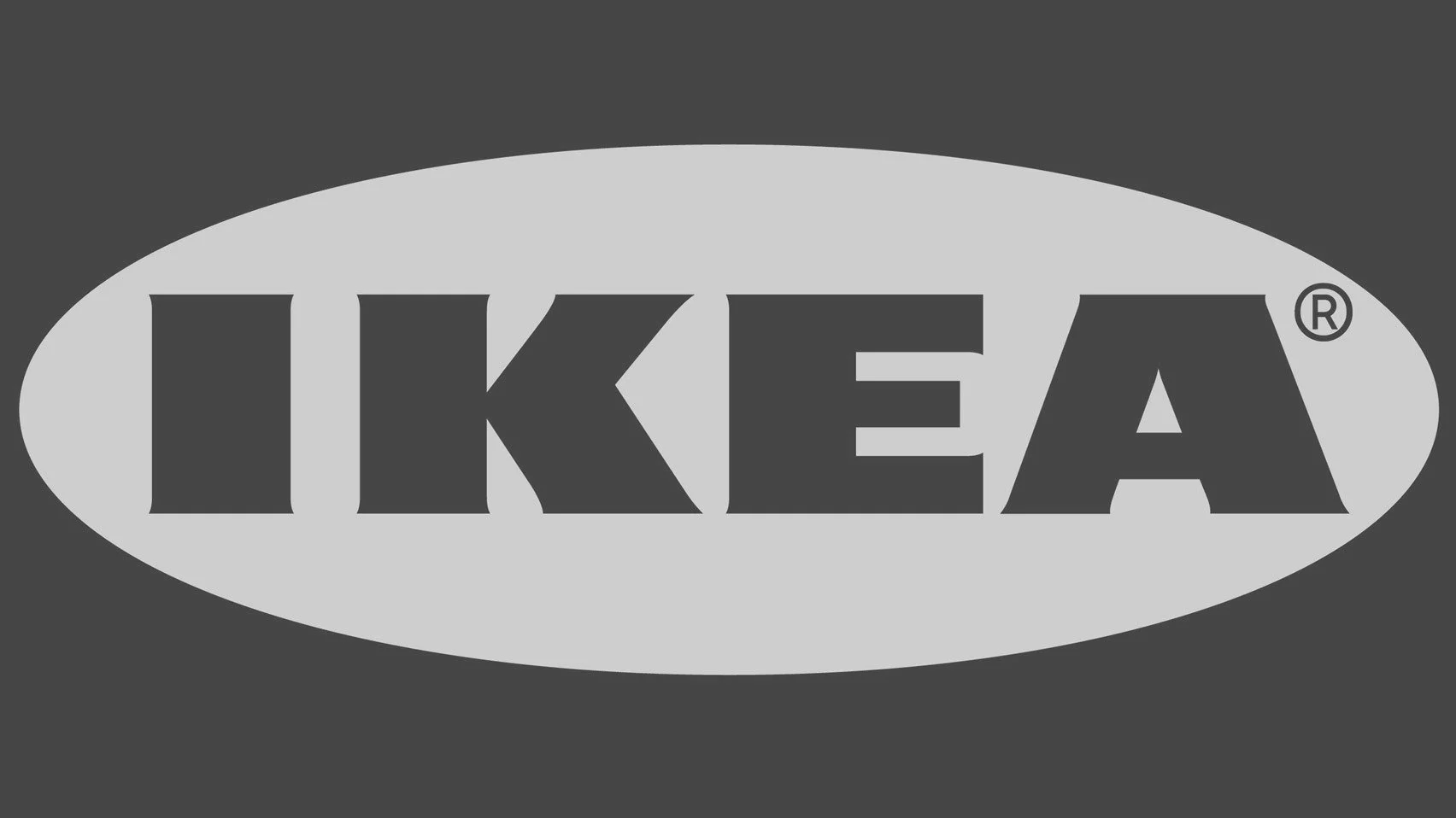 Black and white logo of IKEA with the brand name in bold letters inside an oval shape.