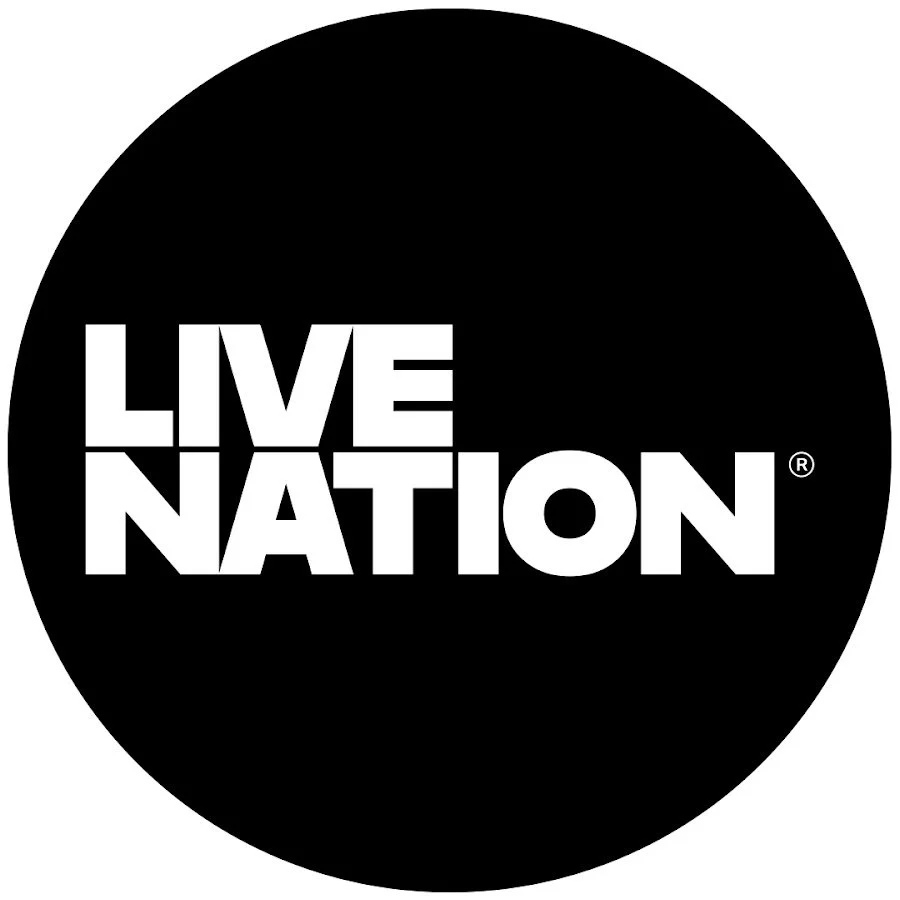 A black circular logo with the words 'LIVE NATION' in bold white font.