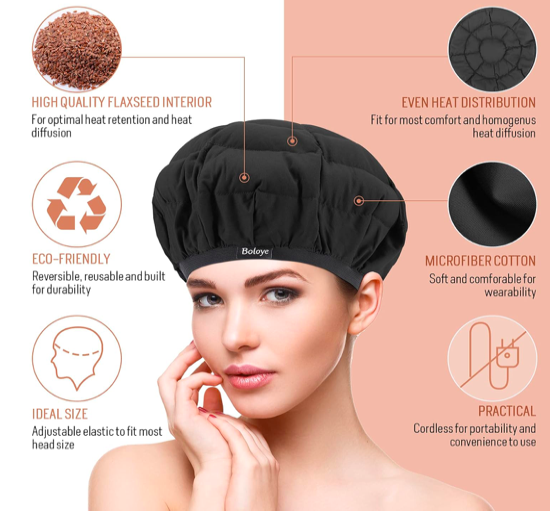 flax seed thermal deep conditioning cap for curly hair