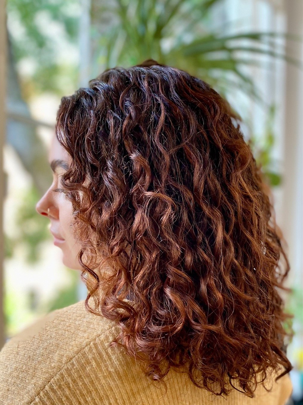 copper curly hair