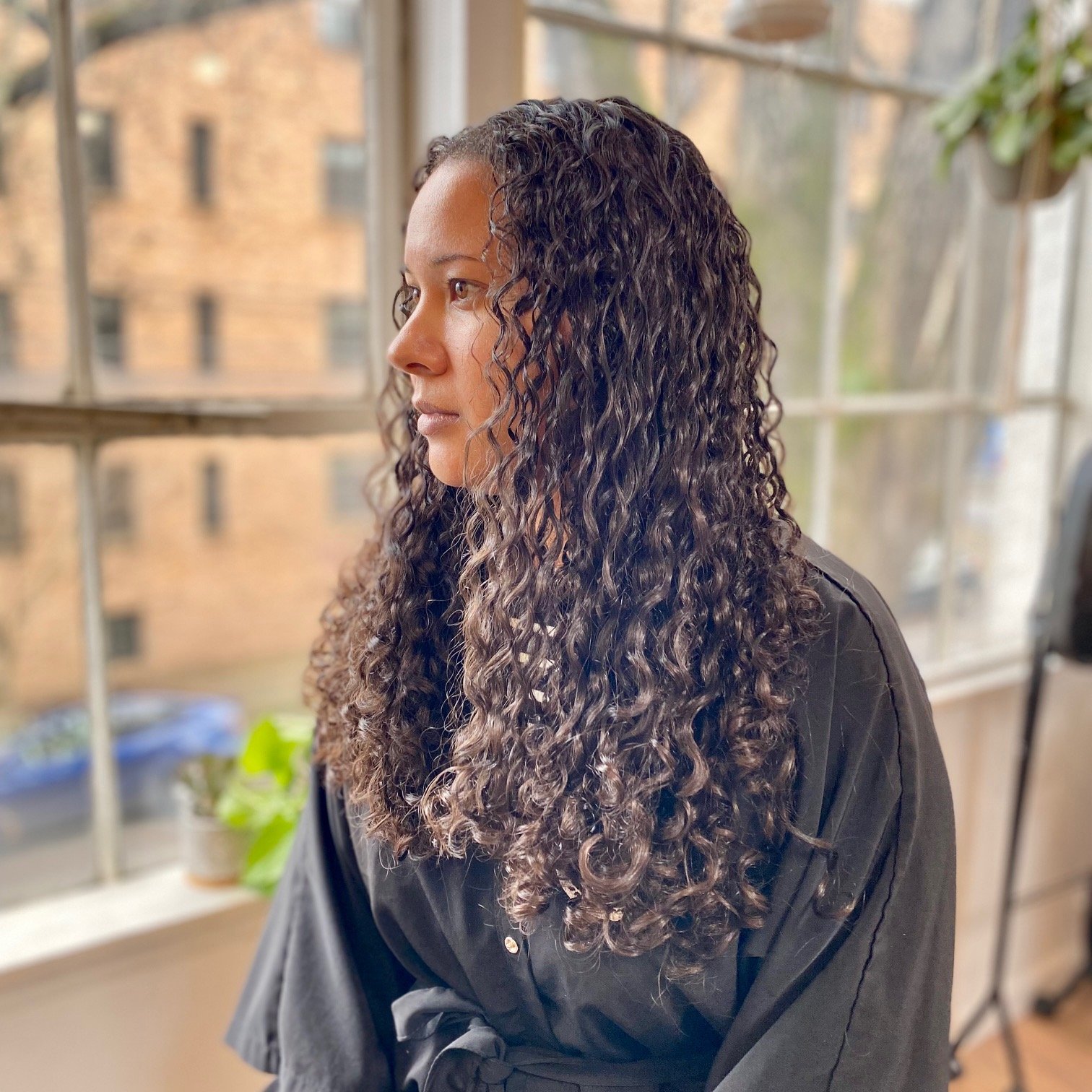 long curly hair mixed
