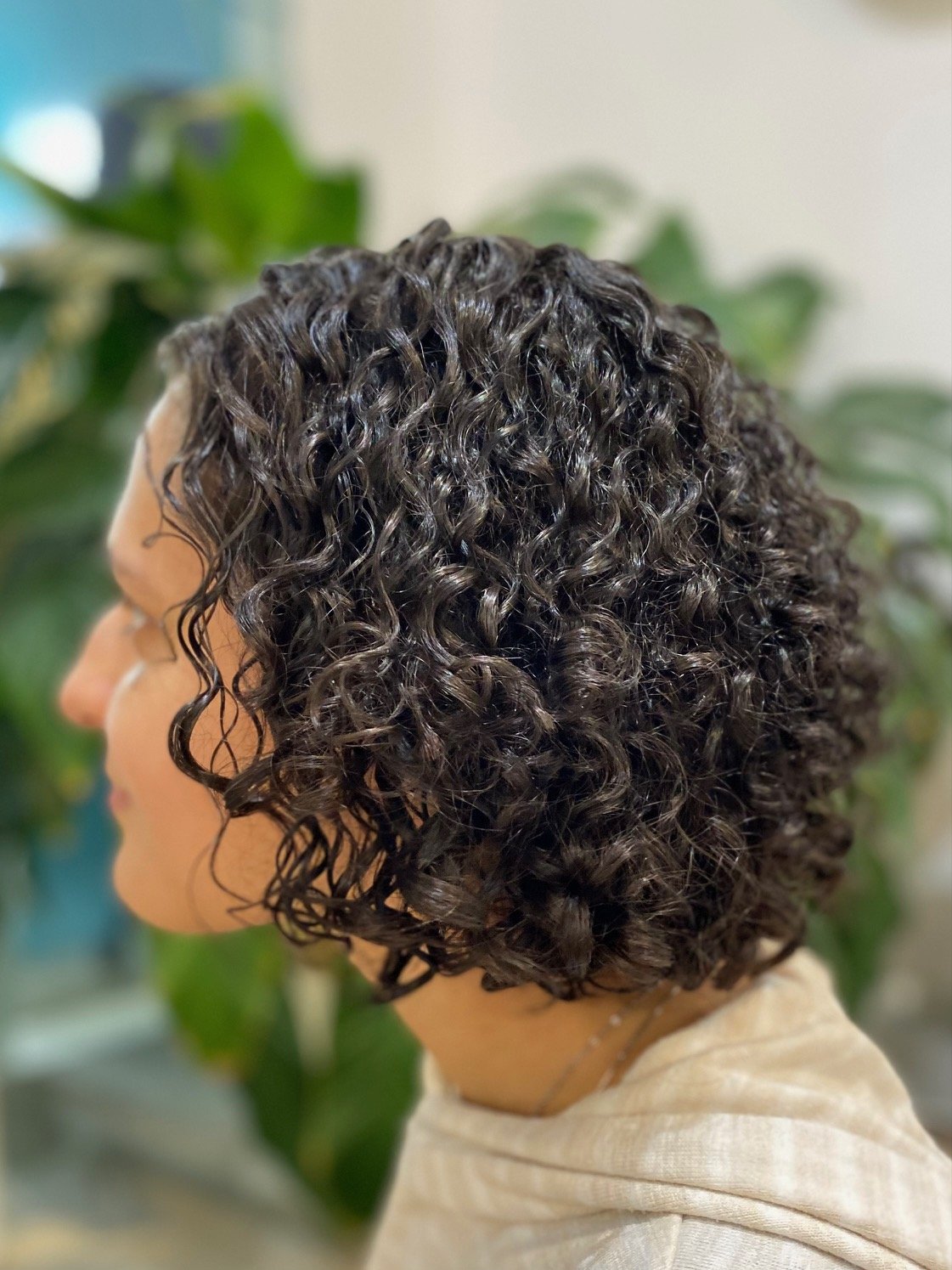 defined curly hair