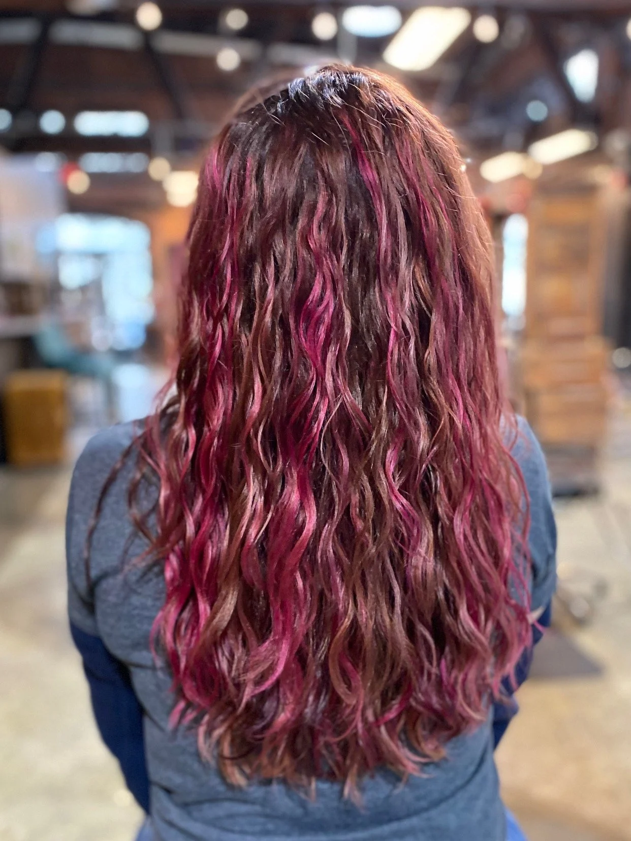 pink curly hair