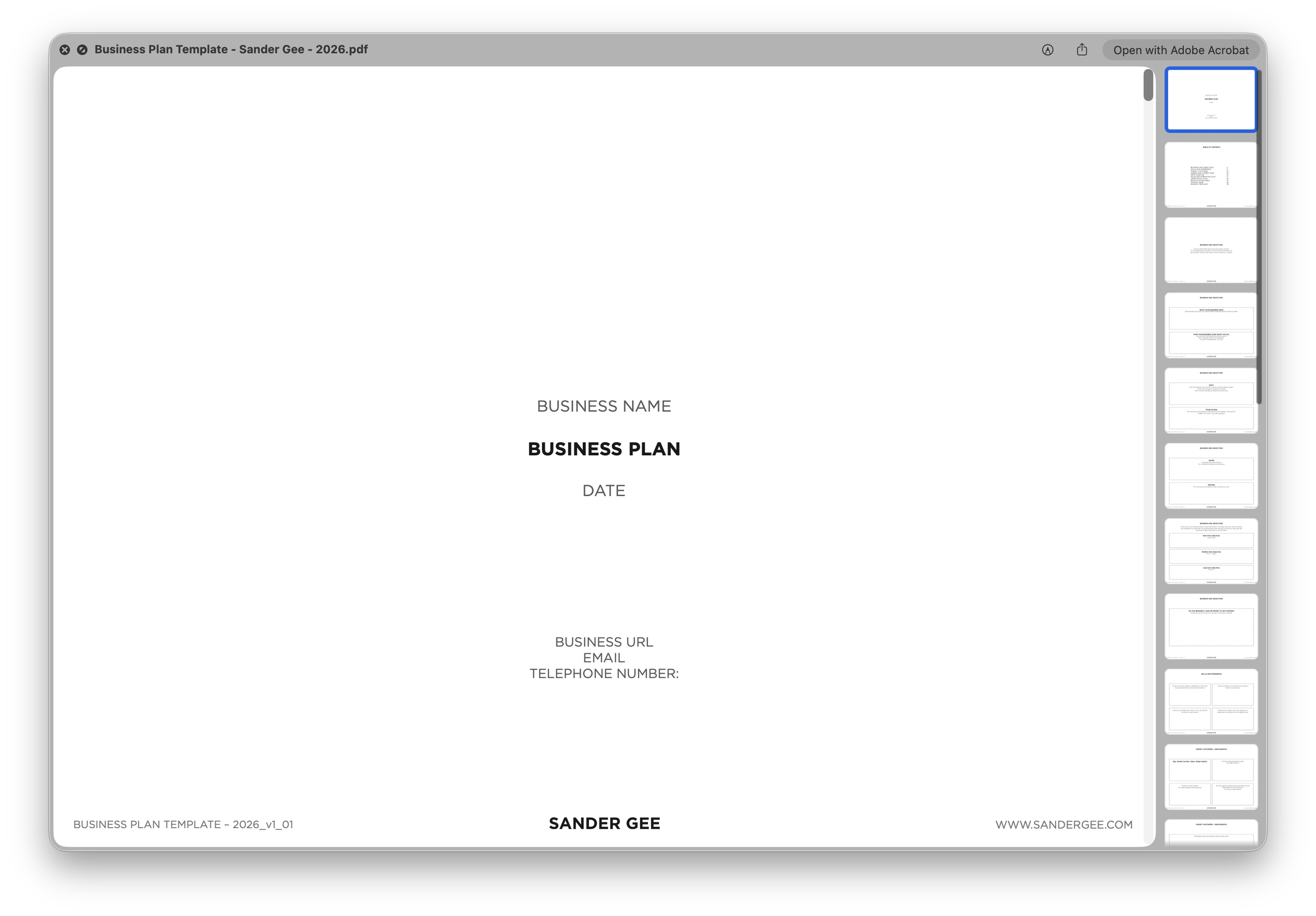 Business Plan Template 2026 by Sander Gee 04.png