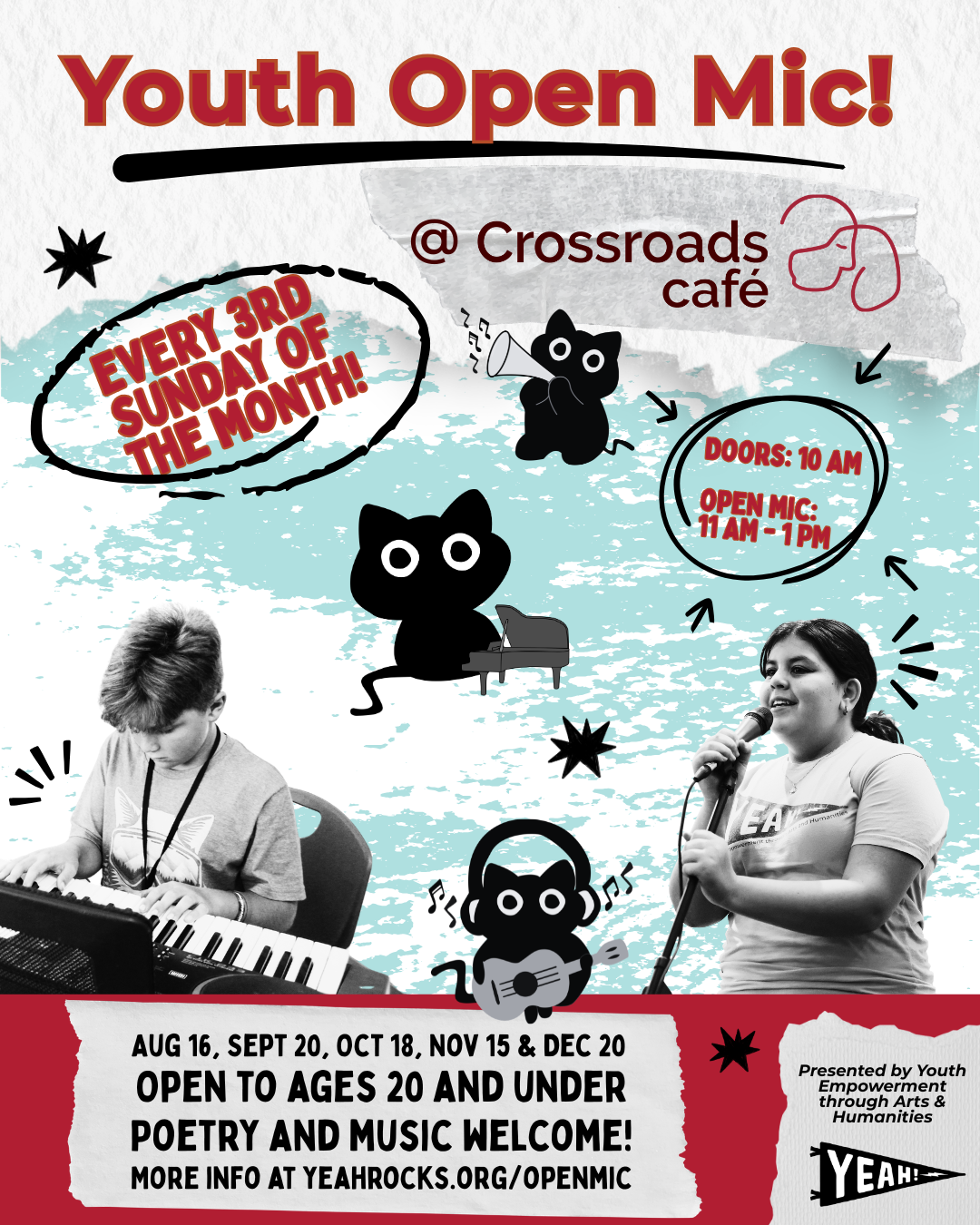 YEAH! Launches Monthly Youth Open Mic at Crossroads Cat Cafe