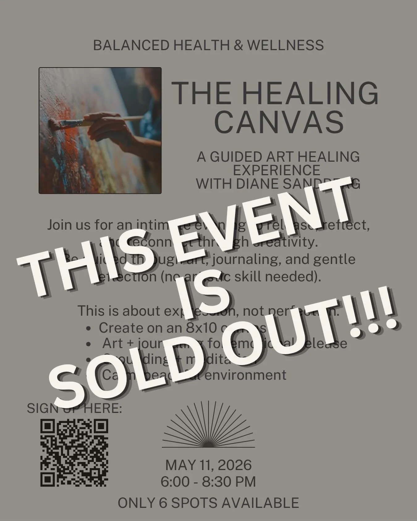 ✨ SOLD OUT ✨

The Healing Canvas has officially sold out and we are so incredibly grateful for the response to this experience.

Thank you to every woman who signed up to be part of this special evening of healing, reflection, and creativity. We cann