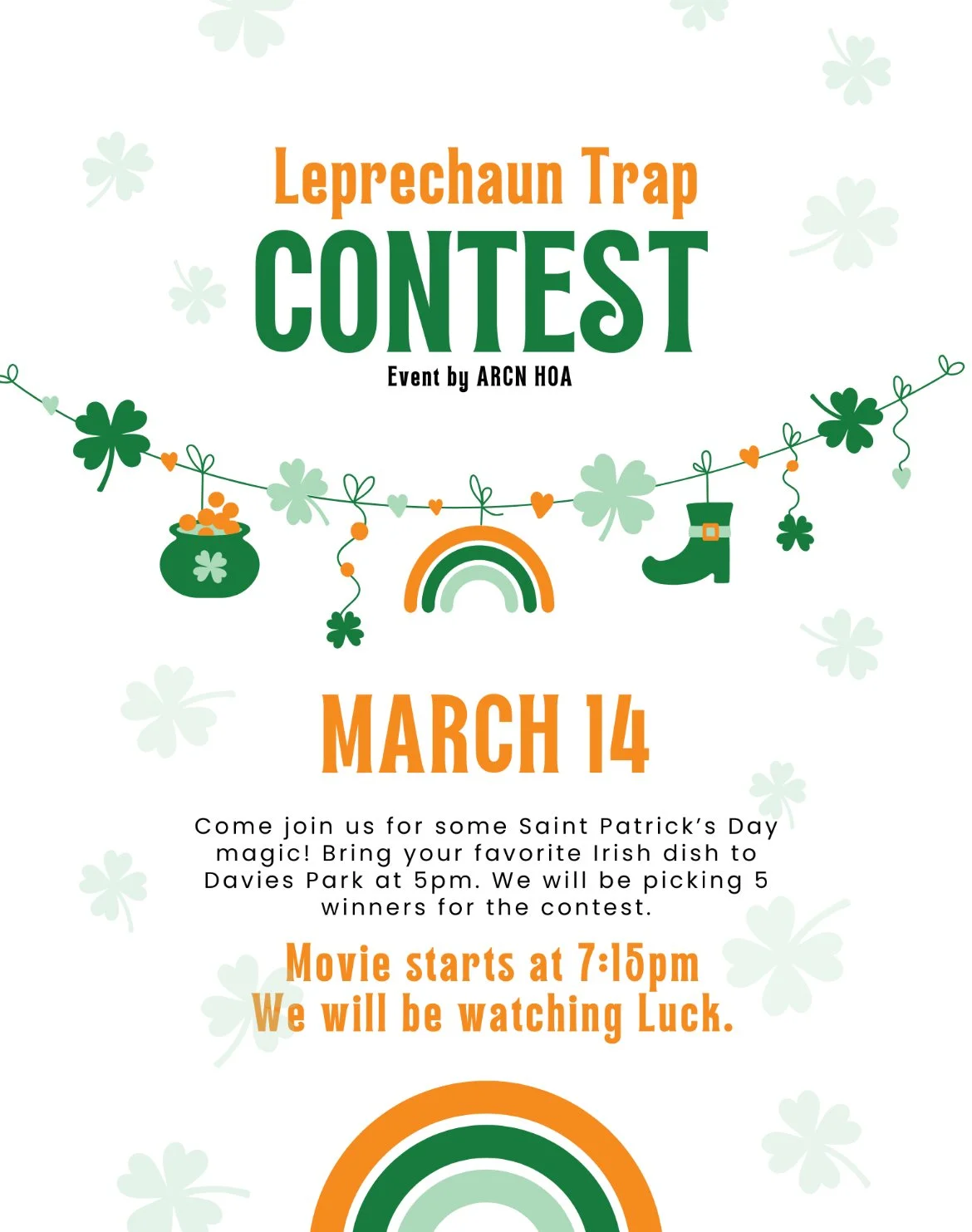 Movie in the Park & Leprechaun Trap Contest 🍀🎬