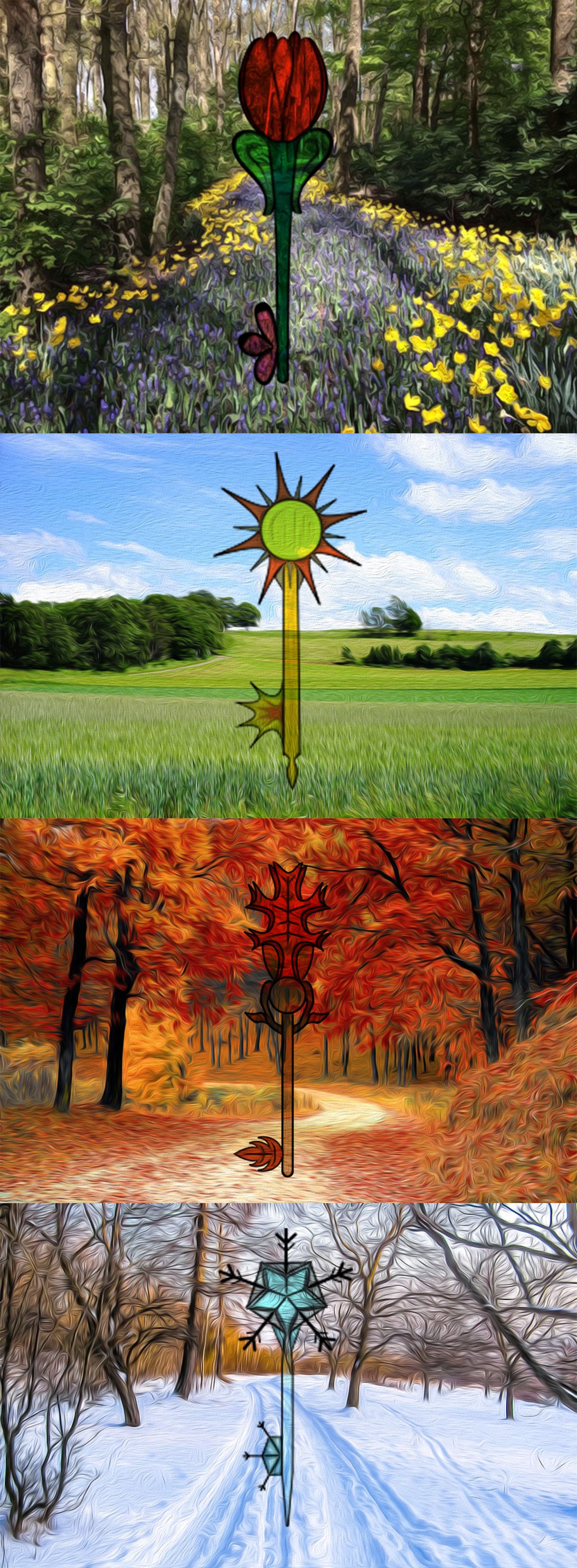 An experimentation in combining Illustrator created elements and Photoshop altered pictures.