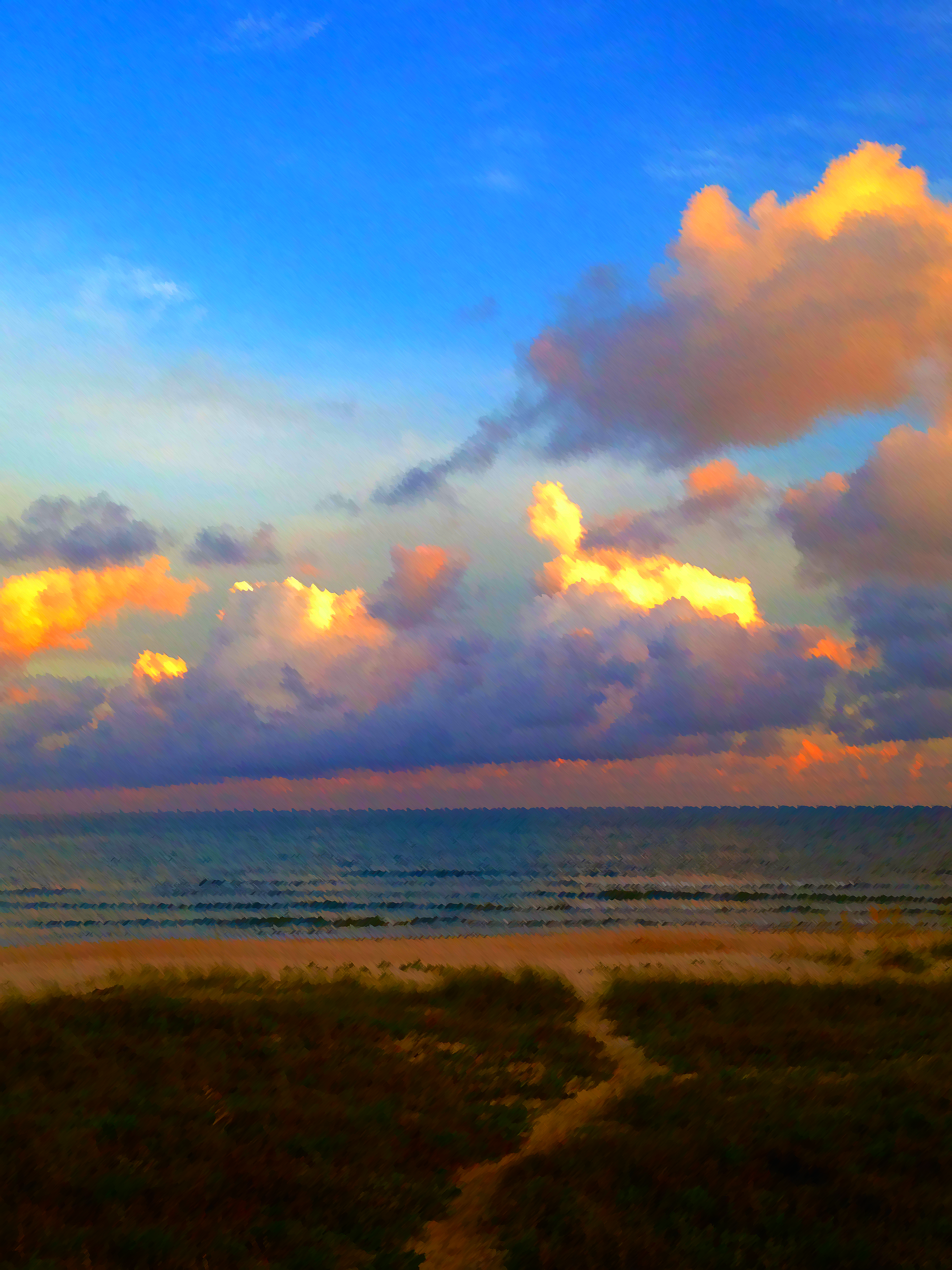 A photo of St. George Island beach. Manipulated using Photoshop.