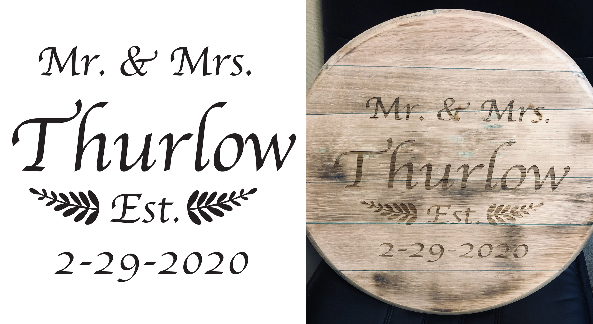 A barrel top carved with an anniversary date.