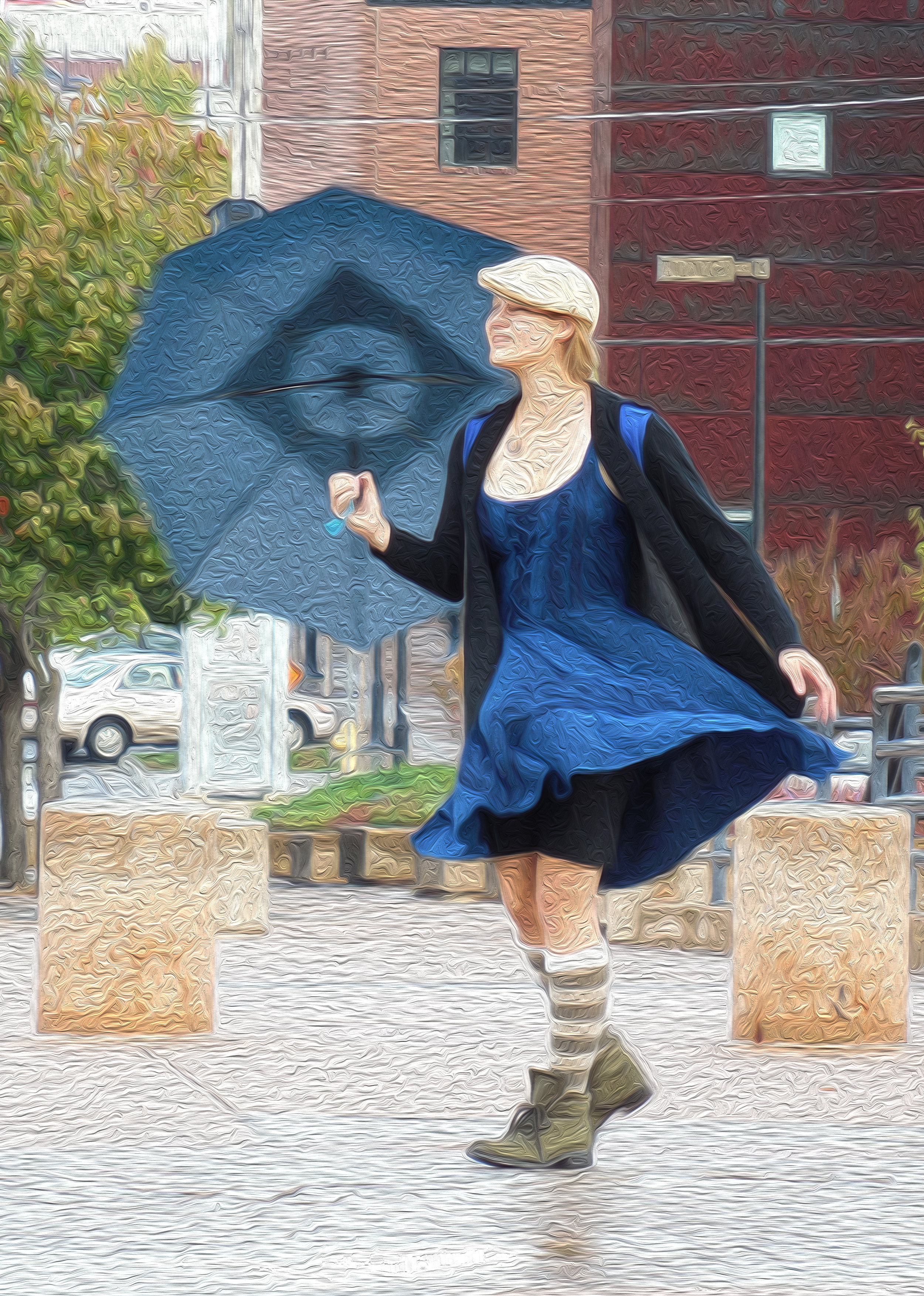 A picture of a classmate. Photoshop manipulation using contrast, saturation, and a filter.