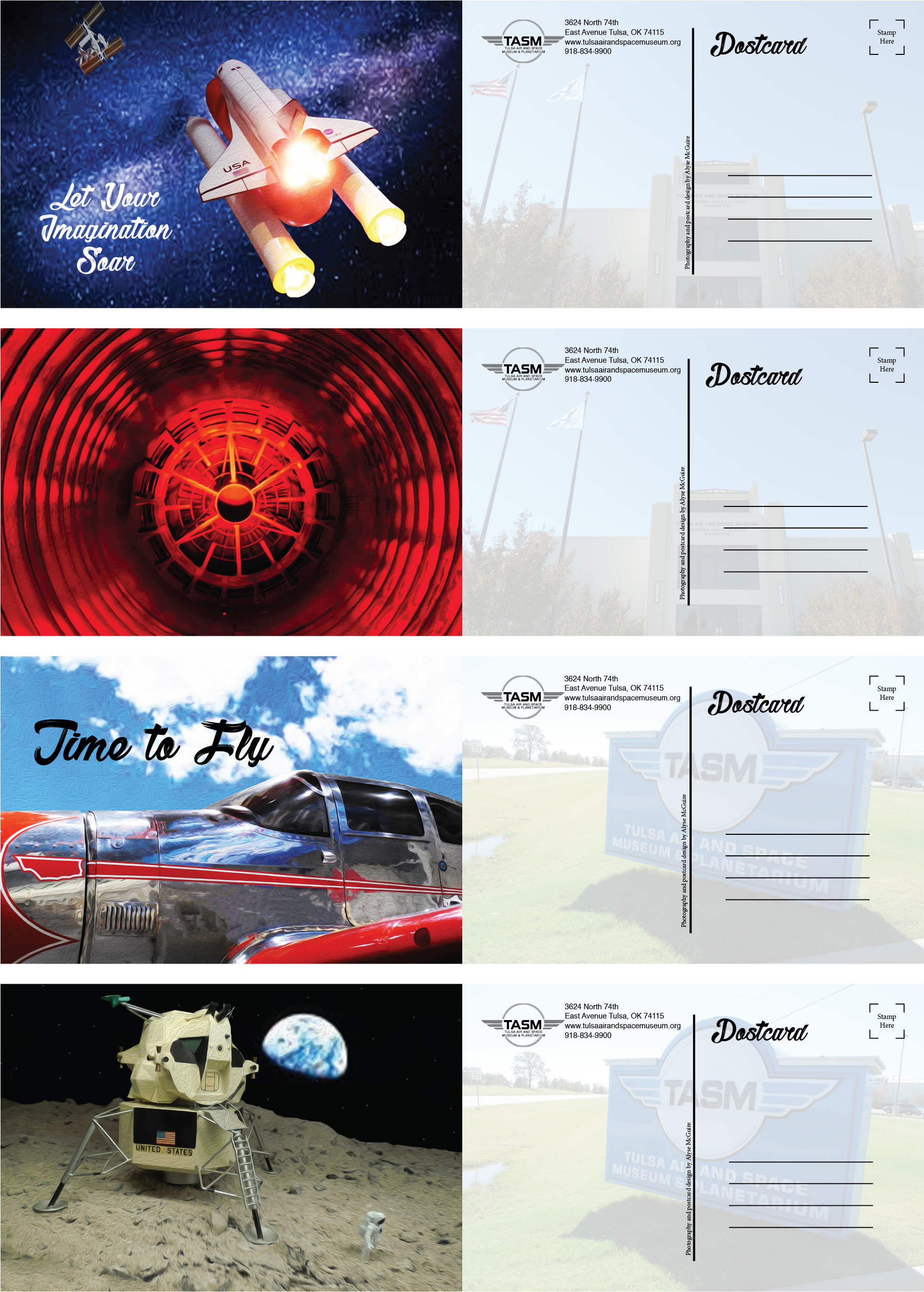 Postcards for Tulsa Air and Space Museum.