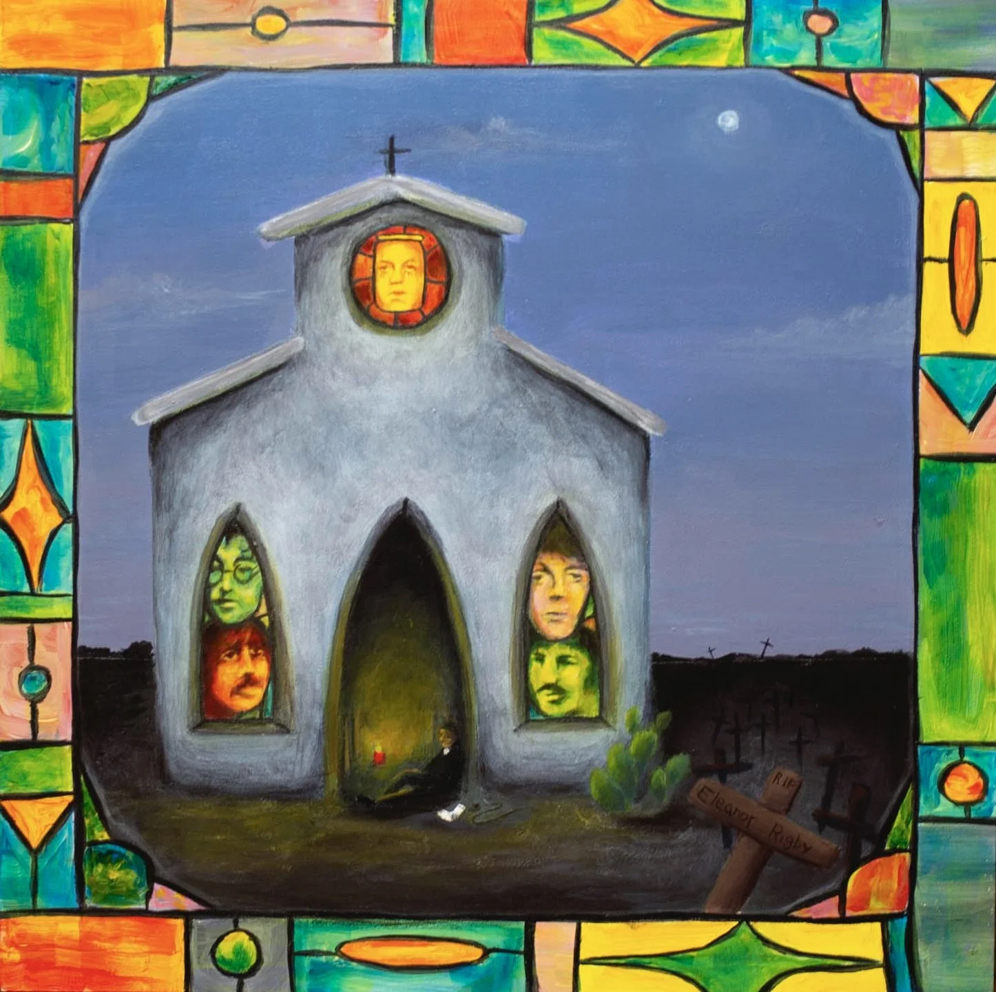 Eleanor Rigby- Texas Remaster (2026)
Acrylic on gesso panel 
12x12
Mexic-arte Museum, Austin, Texas
$300