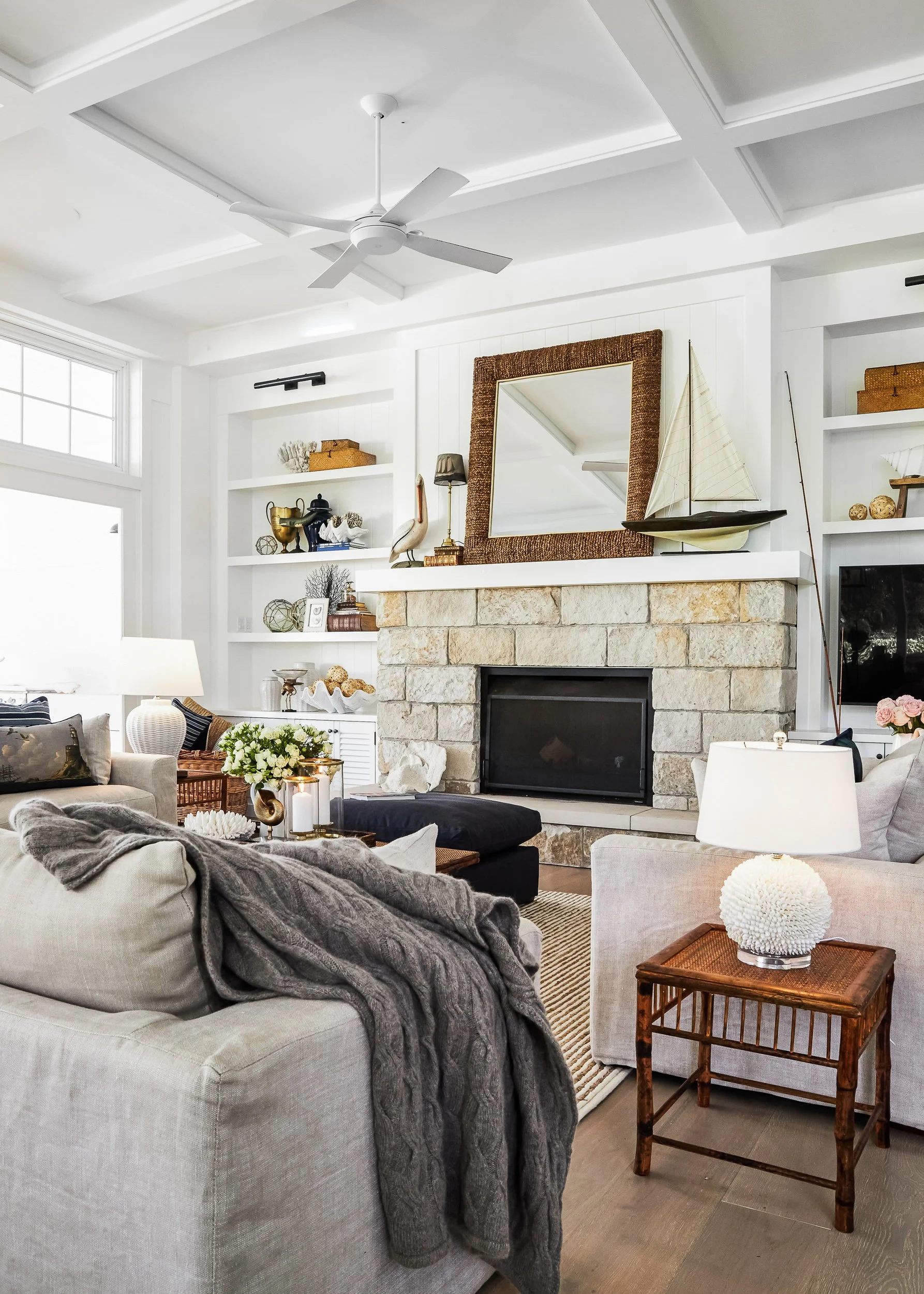 An open-concept living and dining area with modern nautical decor, photographed by interior photographer Diego Pinto in Sydney.