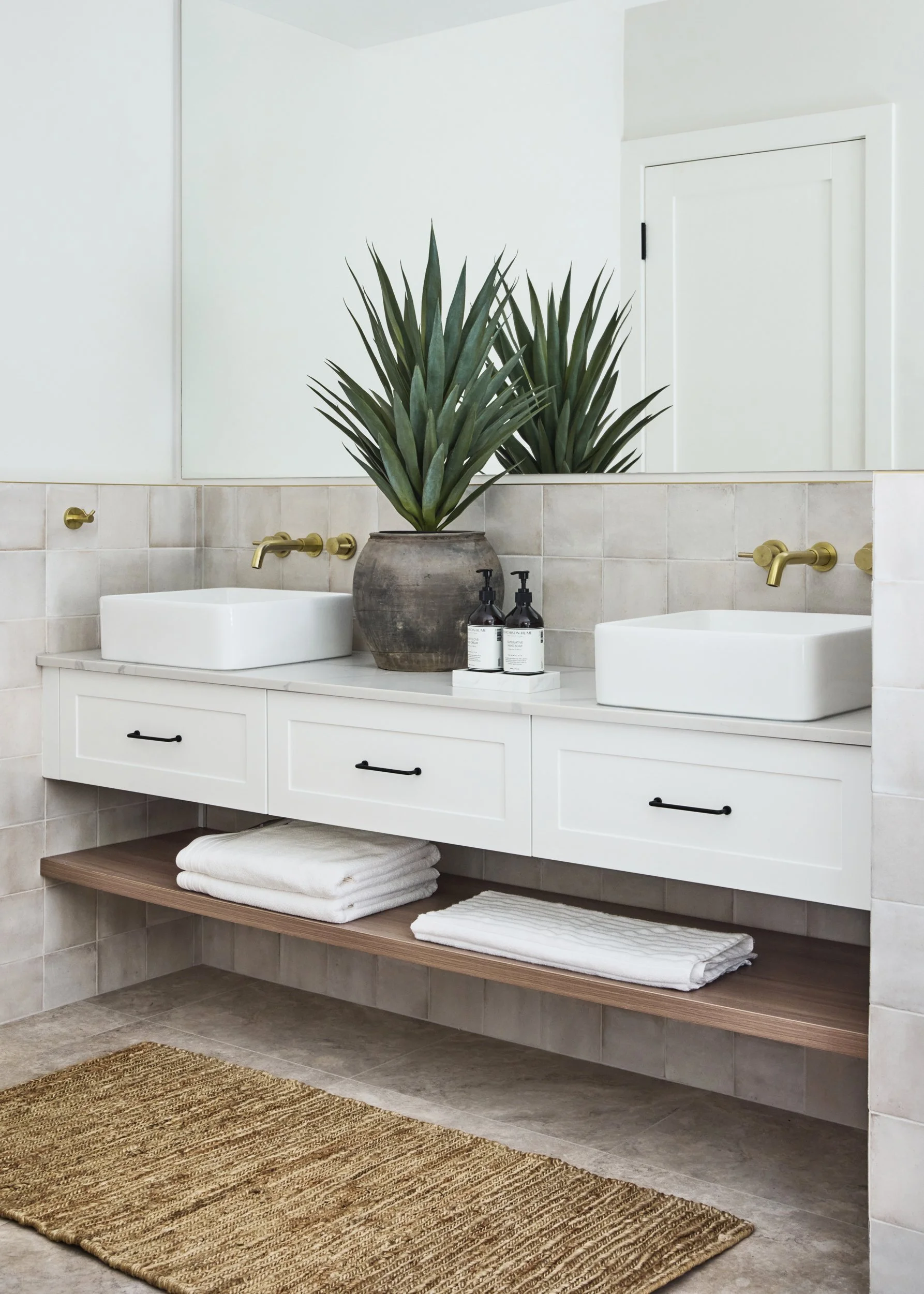 Premium double vanity interior architecture shot in Sydney NSW, high-end bathroom photography by interiors specialist