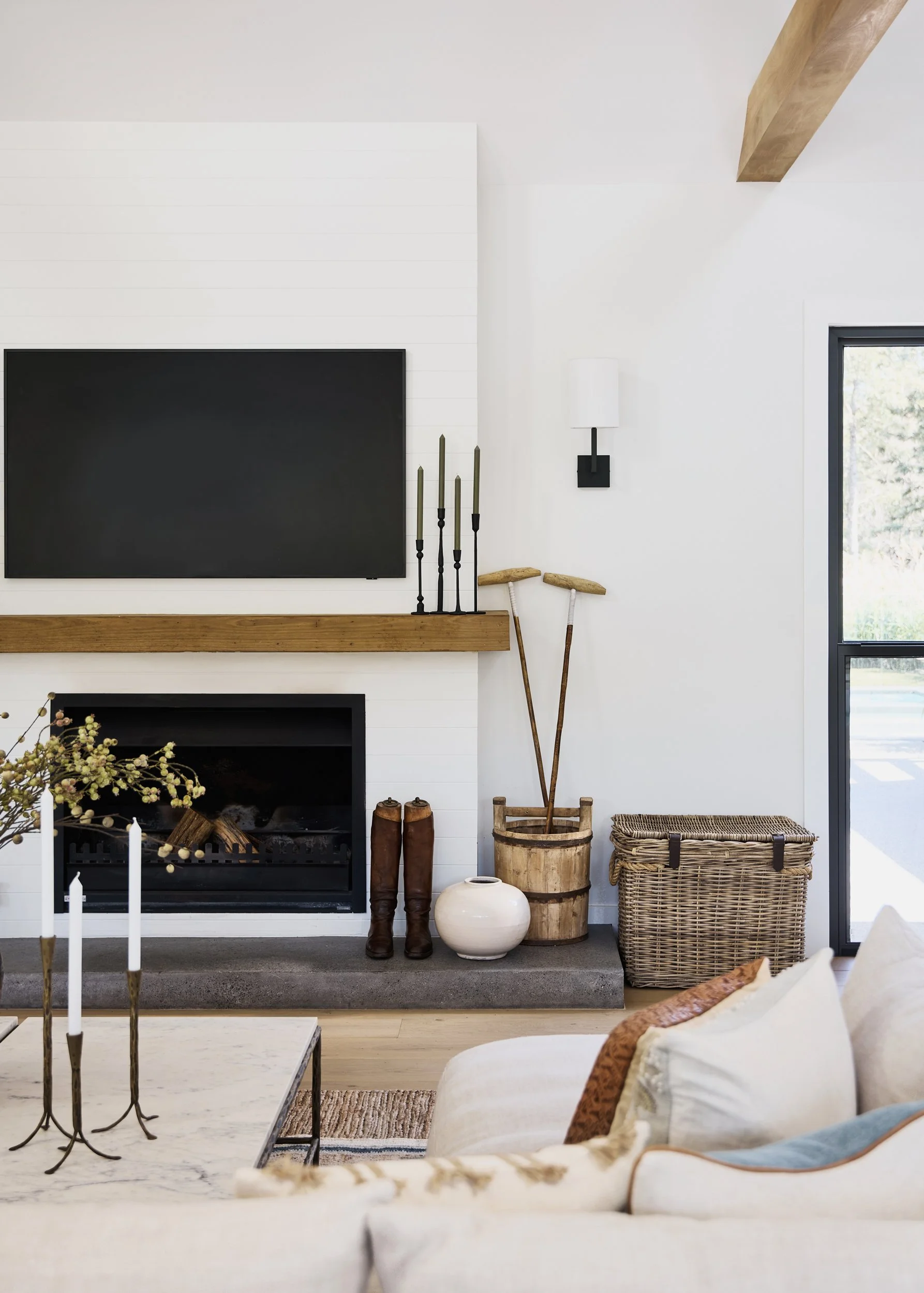 Premium living room fireplace and styling detail, interior architecture photography by Sydney NSW high-end photographer
