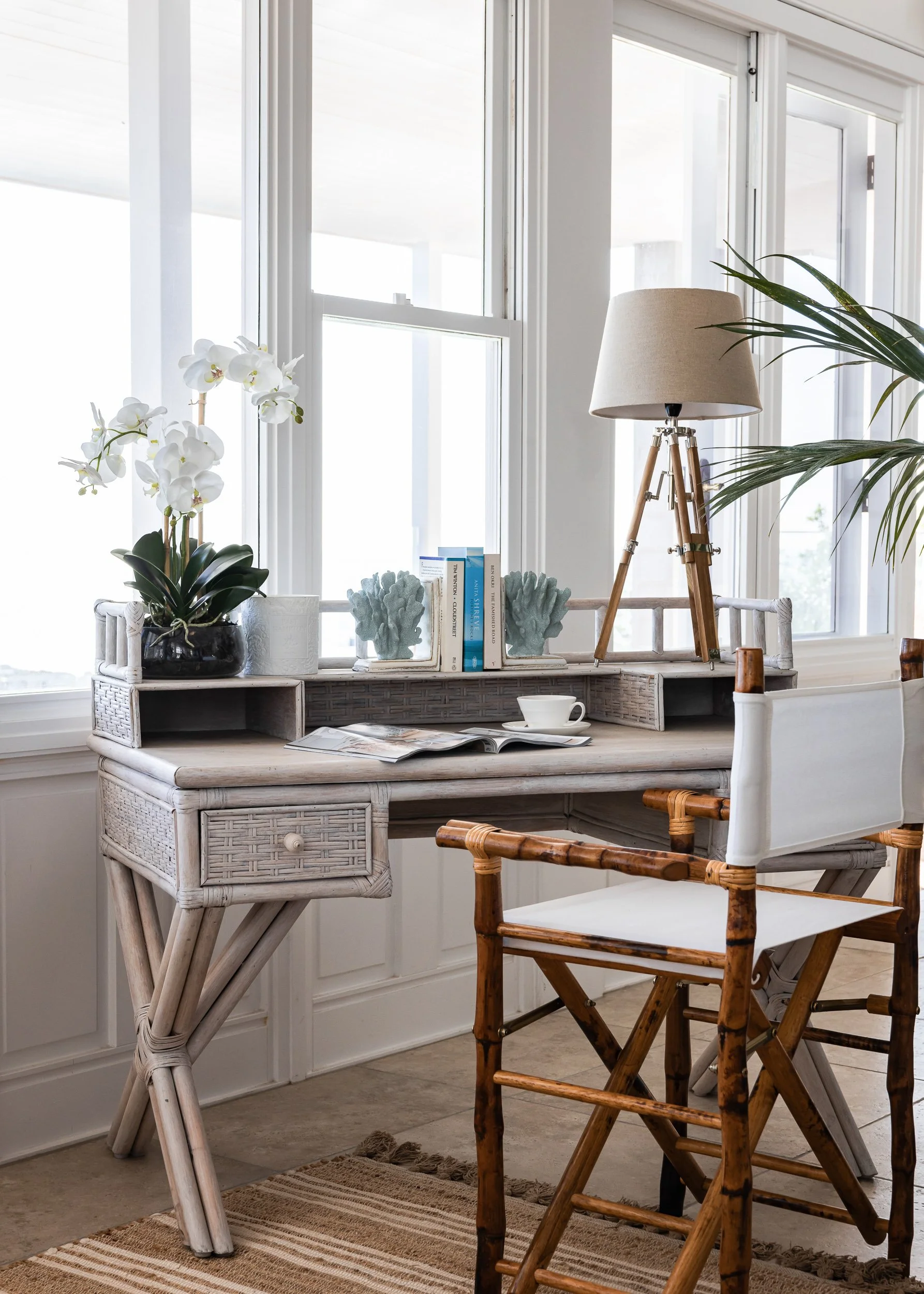 A stylish coastal home office with contemporary design elements, photographed by Sydney's own Diego Pinto in his signature editorial style.
