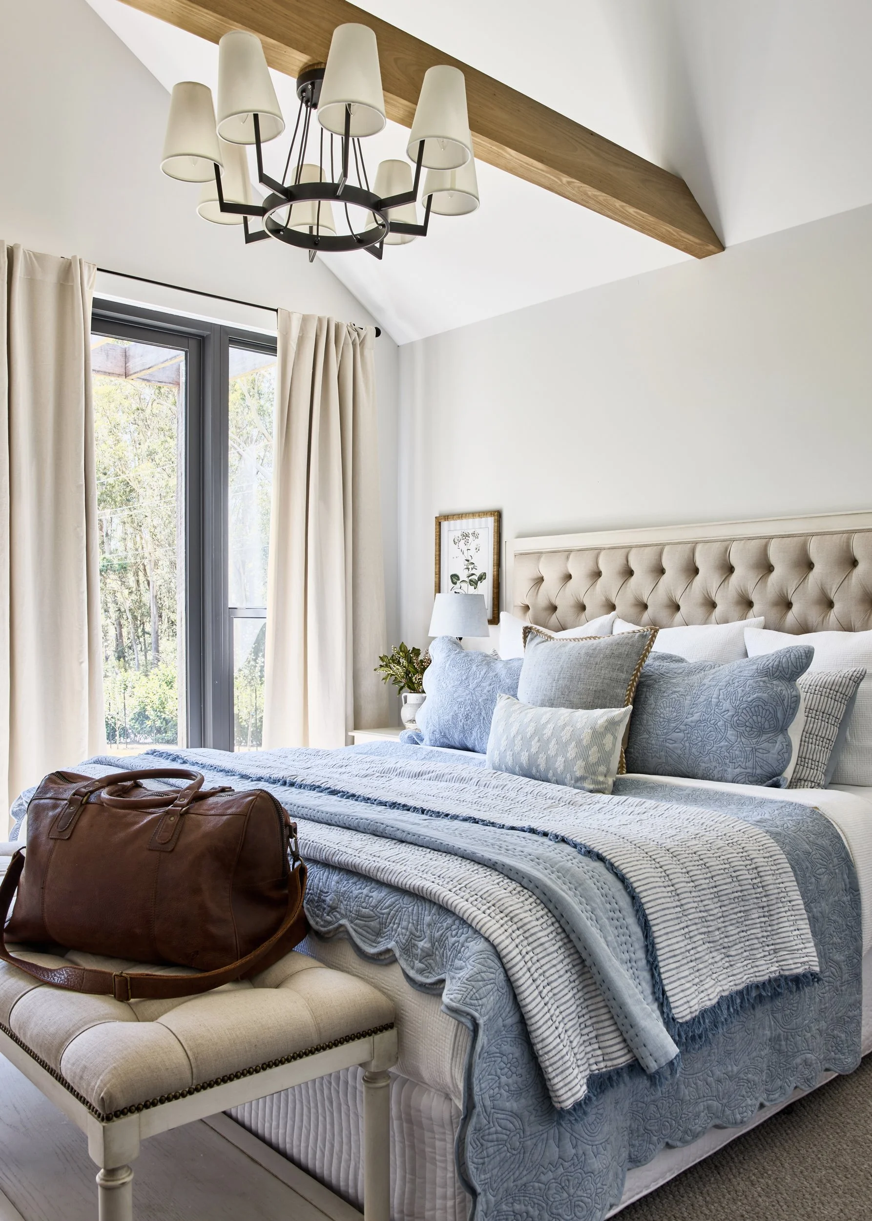 High-end bedroom interior architecture photography in Sydney NSW, premium modern styling by interiors photographer