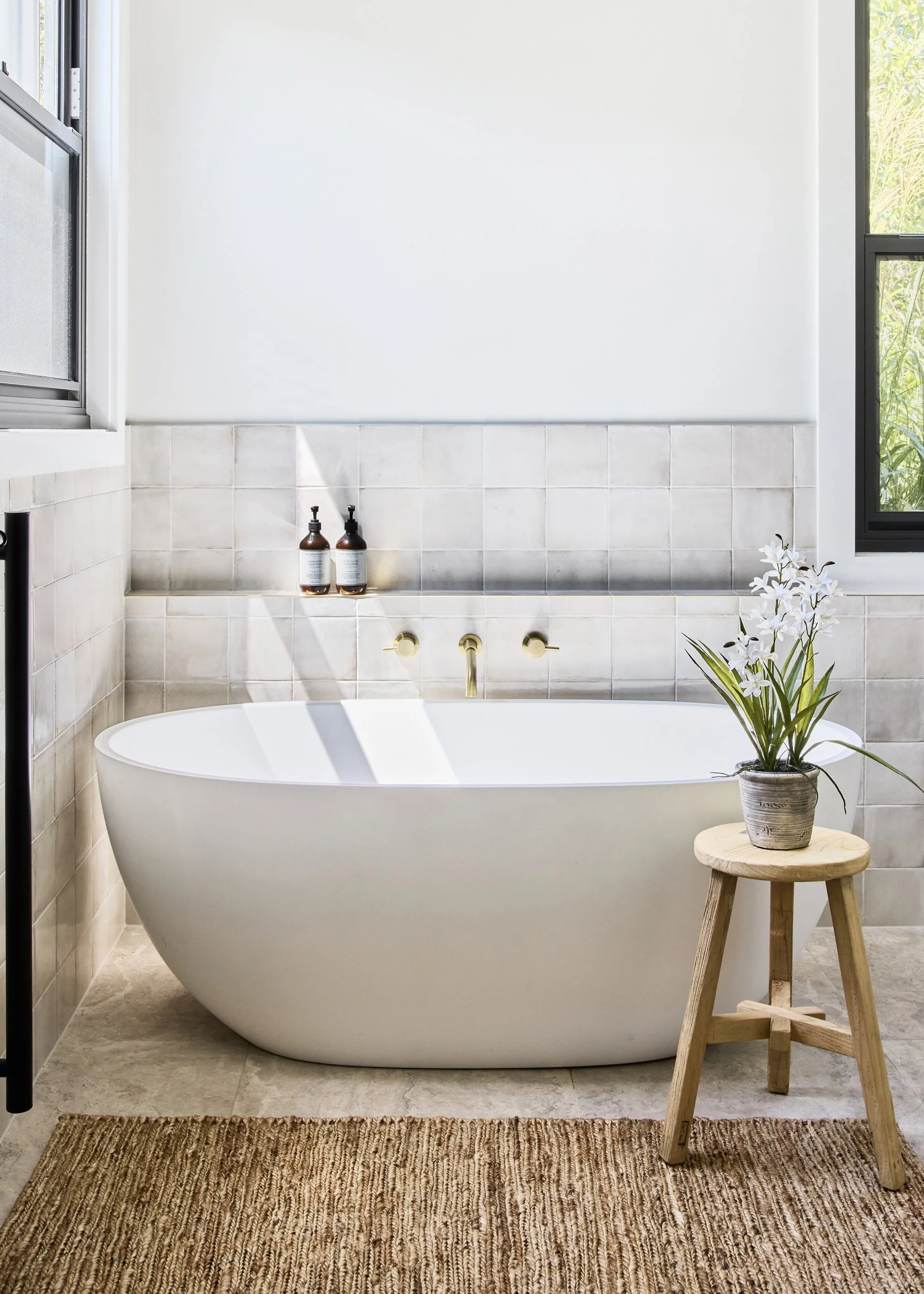 Premium bathroom bathtub interior with natural light, architecture photography Sydney NSW by high-end interiors photographer