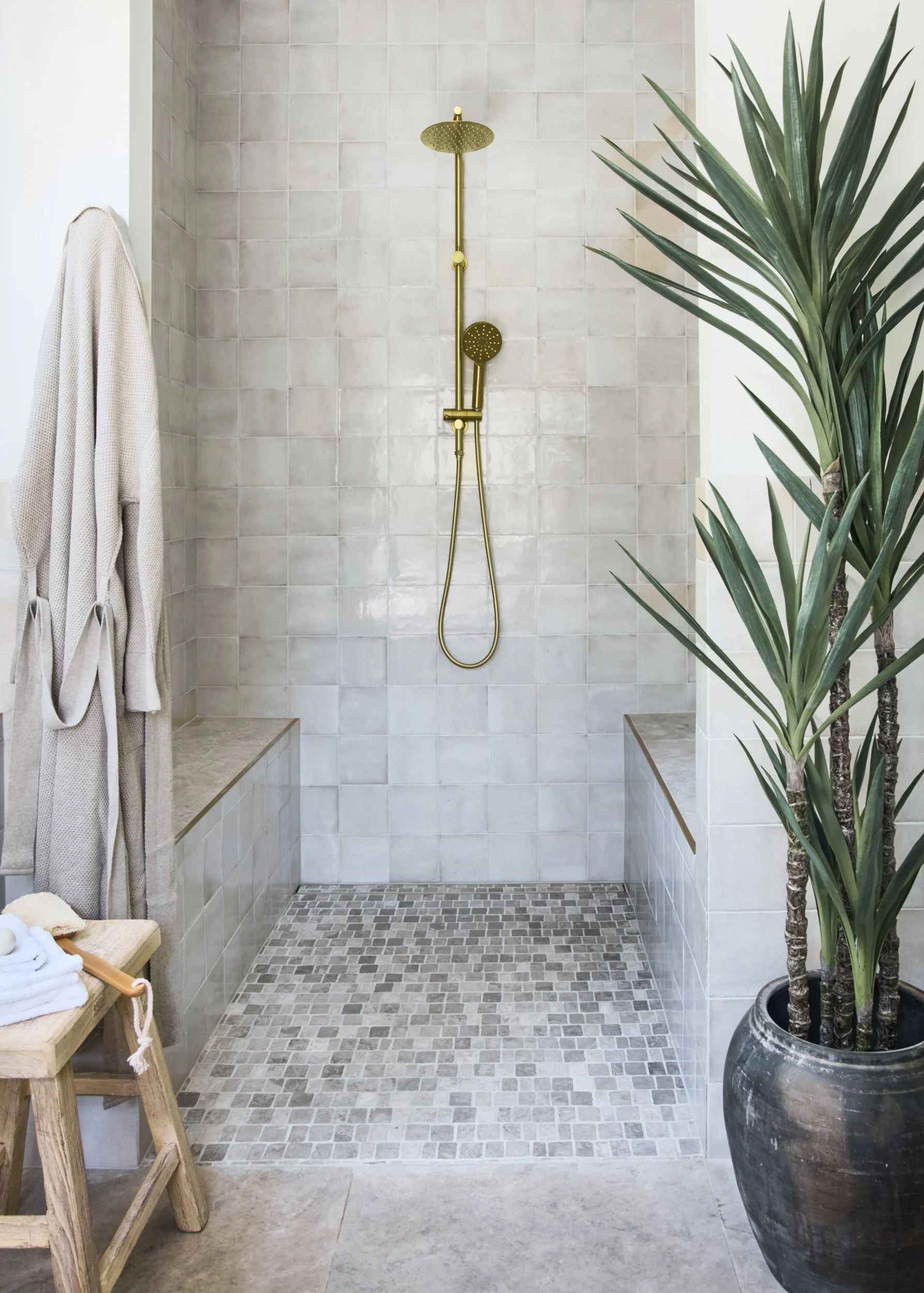 High-end interior architecture photography of farmhouse bathroom shower in Sydney NSW by premium interiors photographer