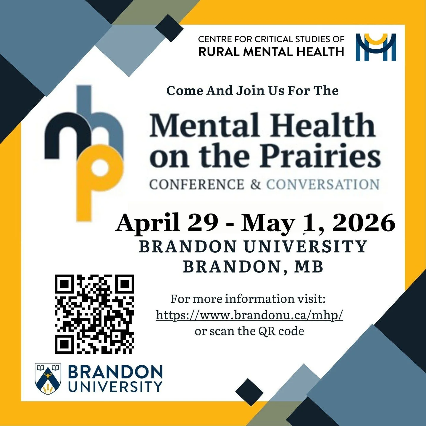 Come and join us for Mental Health on the Prairies 2026!

Mental Health on the Prairies provides us with the opportunity to provide different forms of knowledge sharing, increase participation and action, and serve as a catalyst for future conversati
