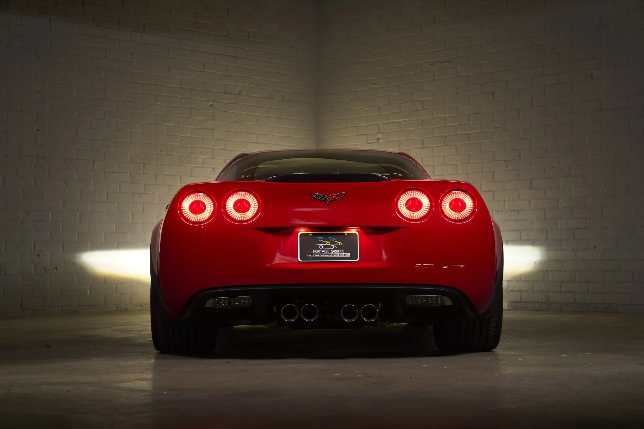 An automotive photograph of a red Corvette C6 Z06 shot by Fenivision for Heritage Gruppe on location, in Los Angeles, CA. 