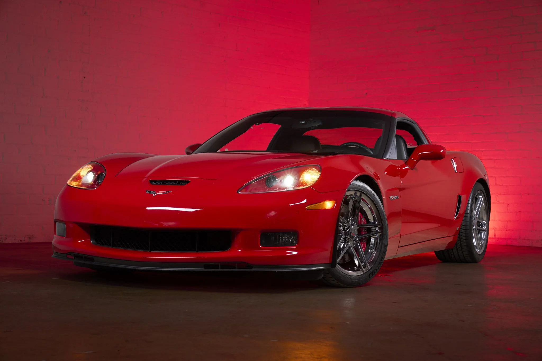An automotive photograph of a red Corvette C6 Z06 shot by Fenivision for Heritage Gruppe on location, in Los Angeles, CA. 