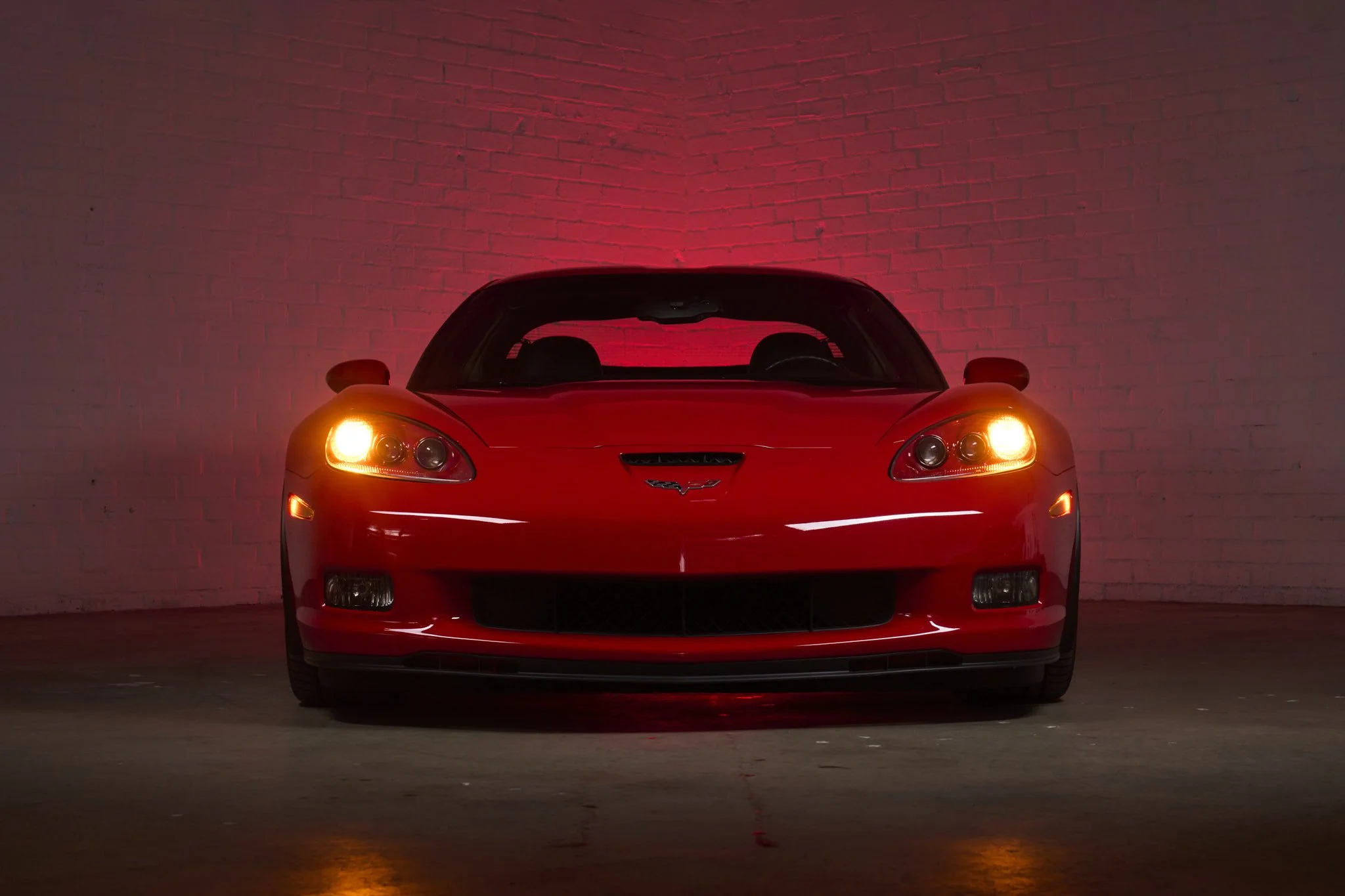 An automotive photograph of a red Corvette C6 Z06 shot by Fenivision for Heritage Gruppe on location, in Los Angeles, CA. 