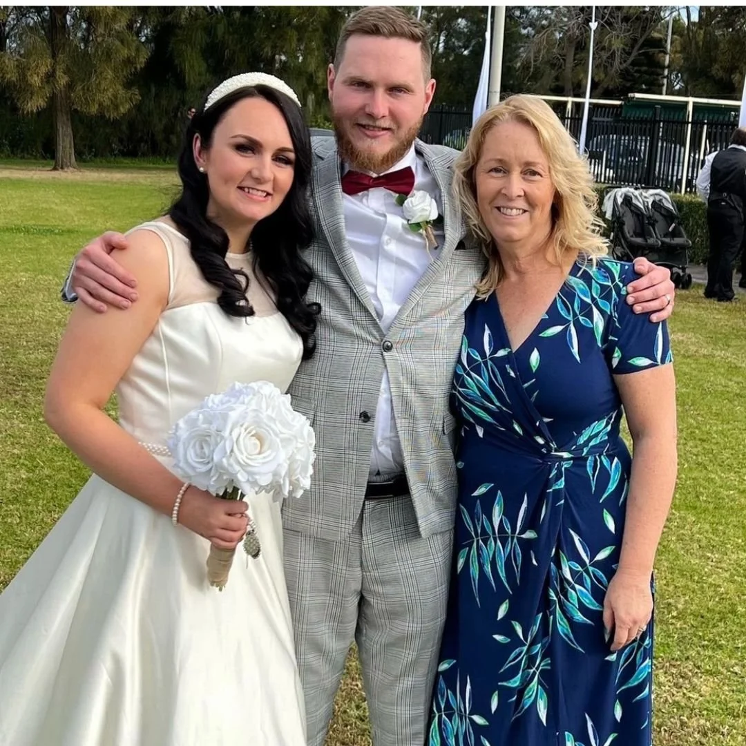 bride & groom with celebrant after ceremony
