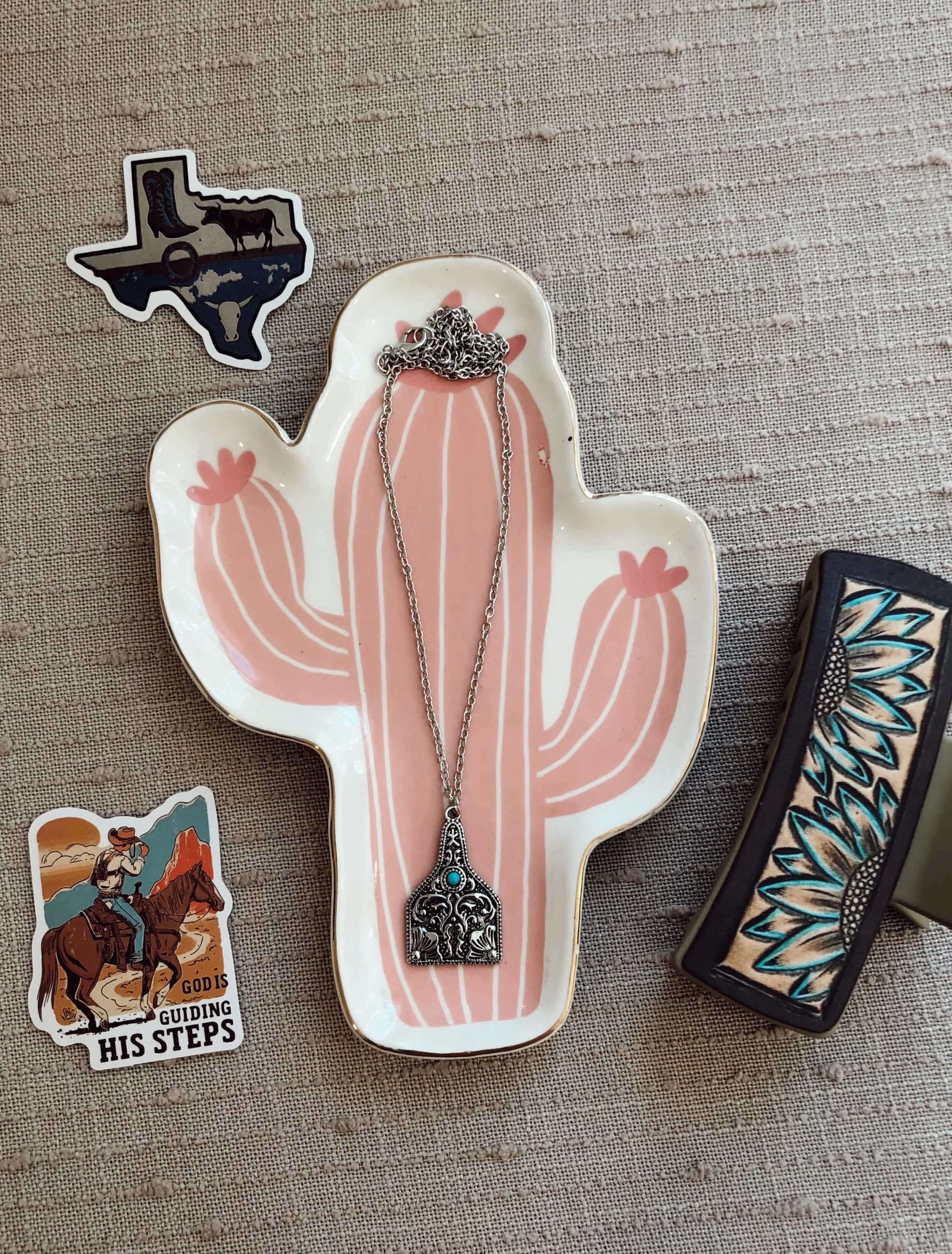 Charming Western Ear Tag Necklace