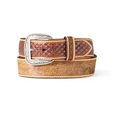 Ariat Men's Diamond Embossed Belt - Calf Hair & Leather